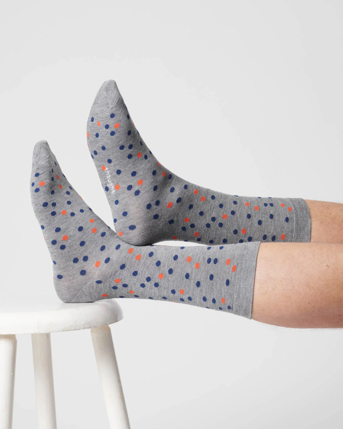 Mens Dotty Organic Cotton Socks - Grey Marl - Flockneti