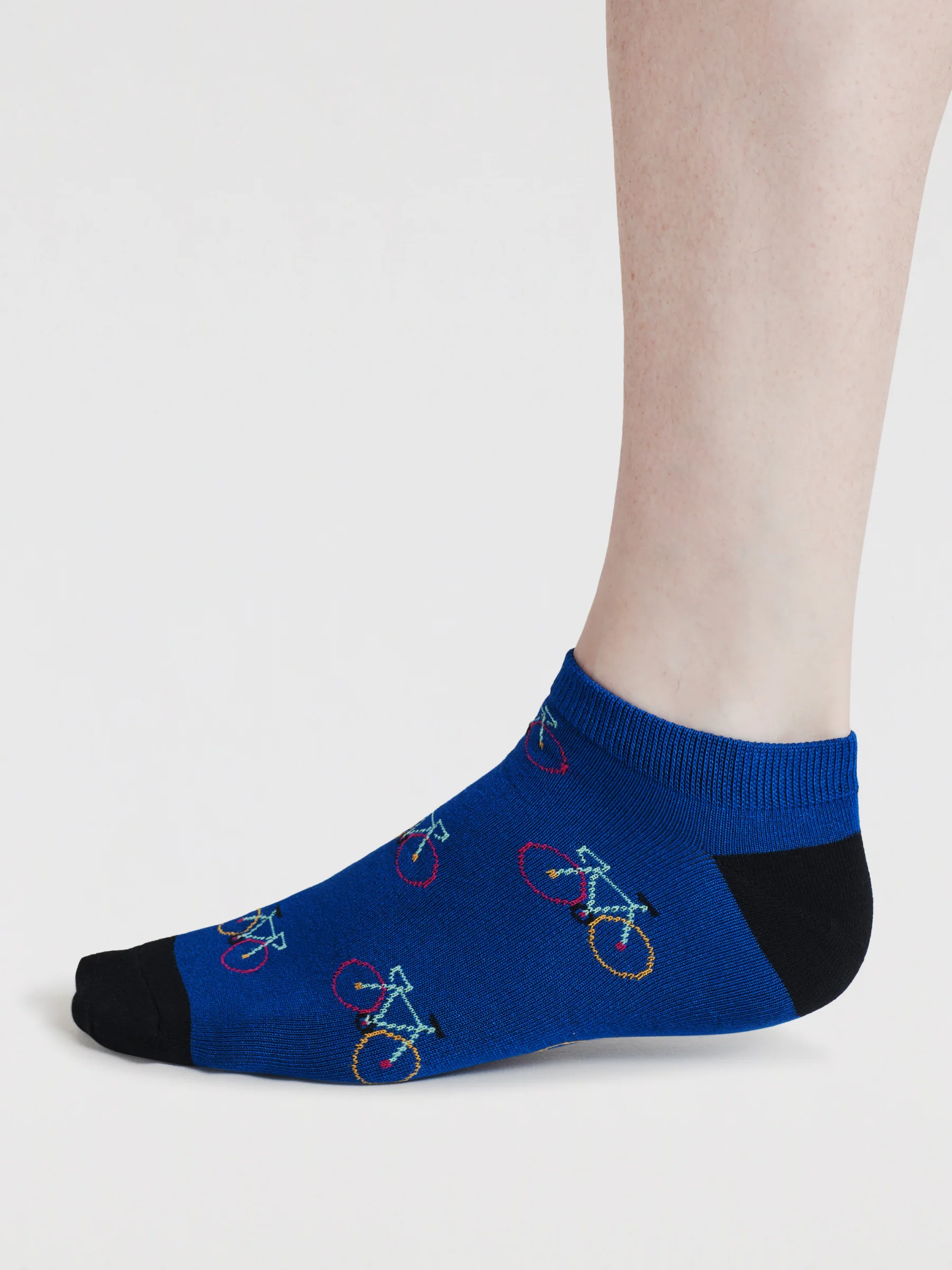 Mens Ady Bike & Stripe Bamboo 3 Pack Trainer Socks - Multi - Flockneti