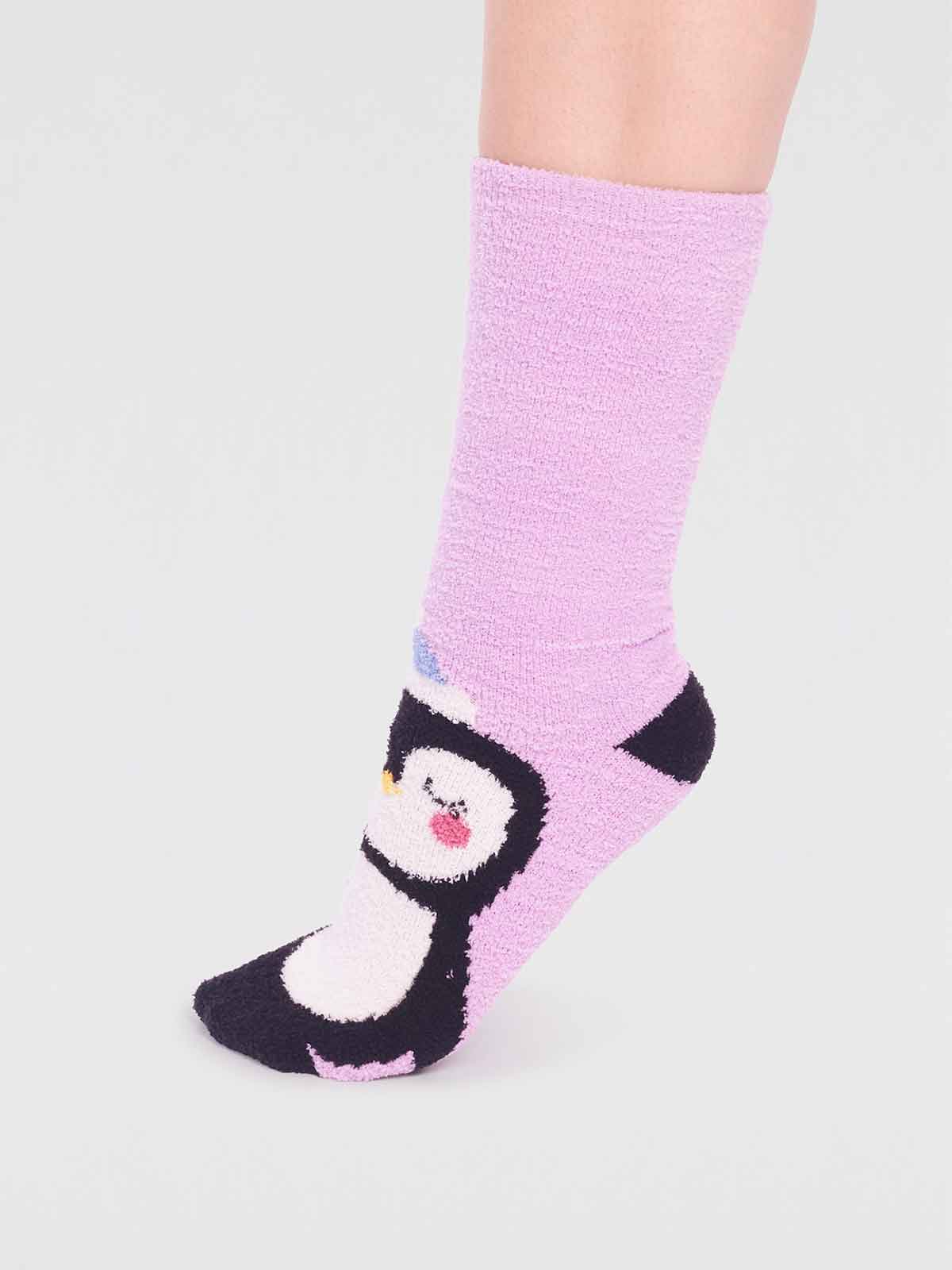 Billie Recycled Polyester Animal Fluffy Sock - Lavender Purple - Flockneti