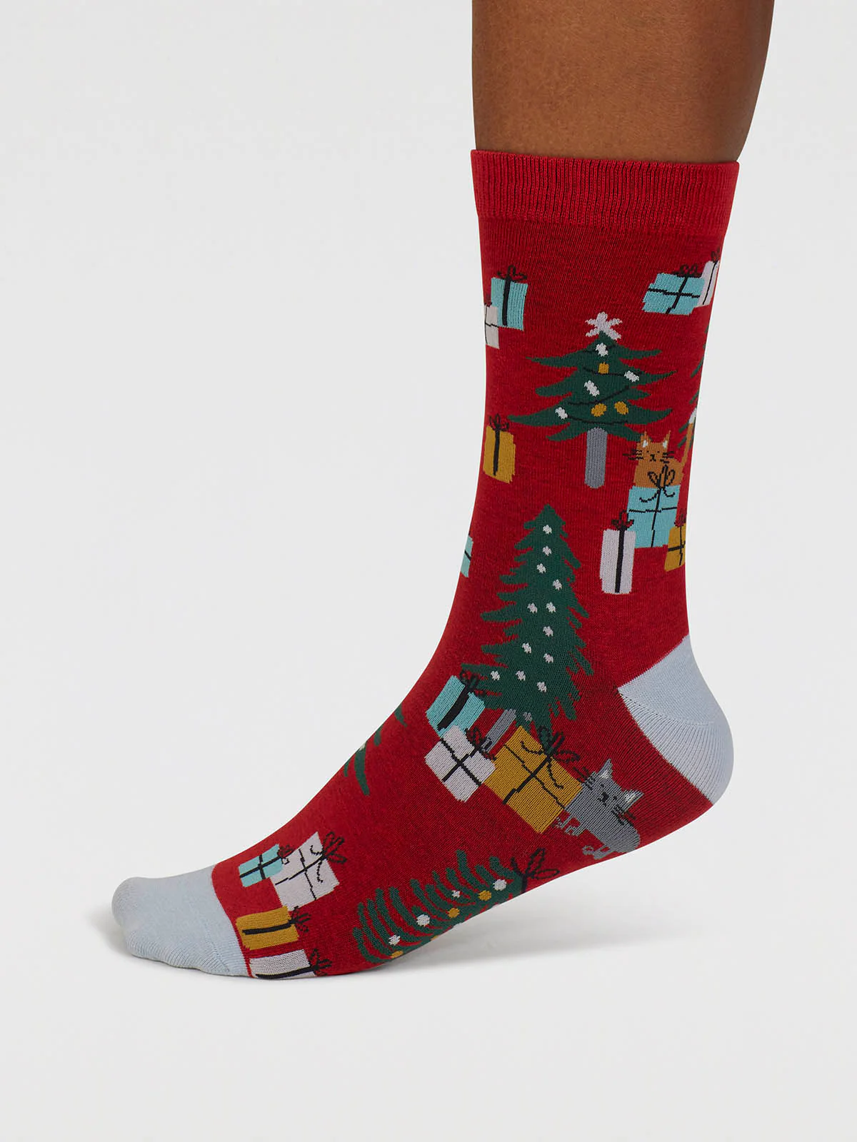 Jemila Christmas Organic Cotton Socks - Poppy Red - Flockneti