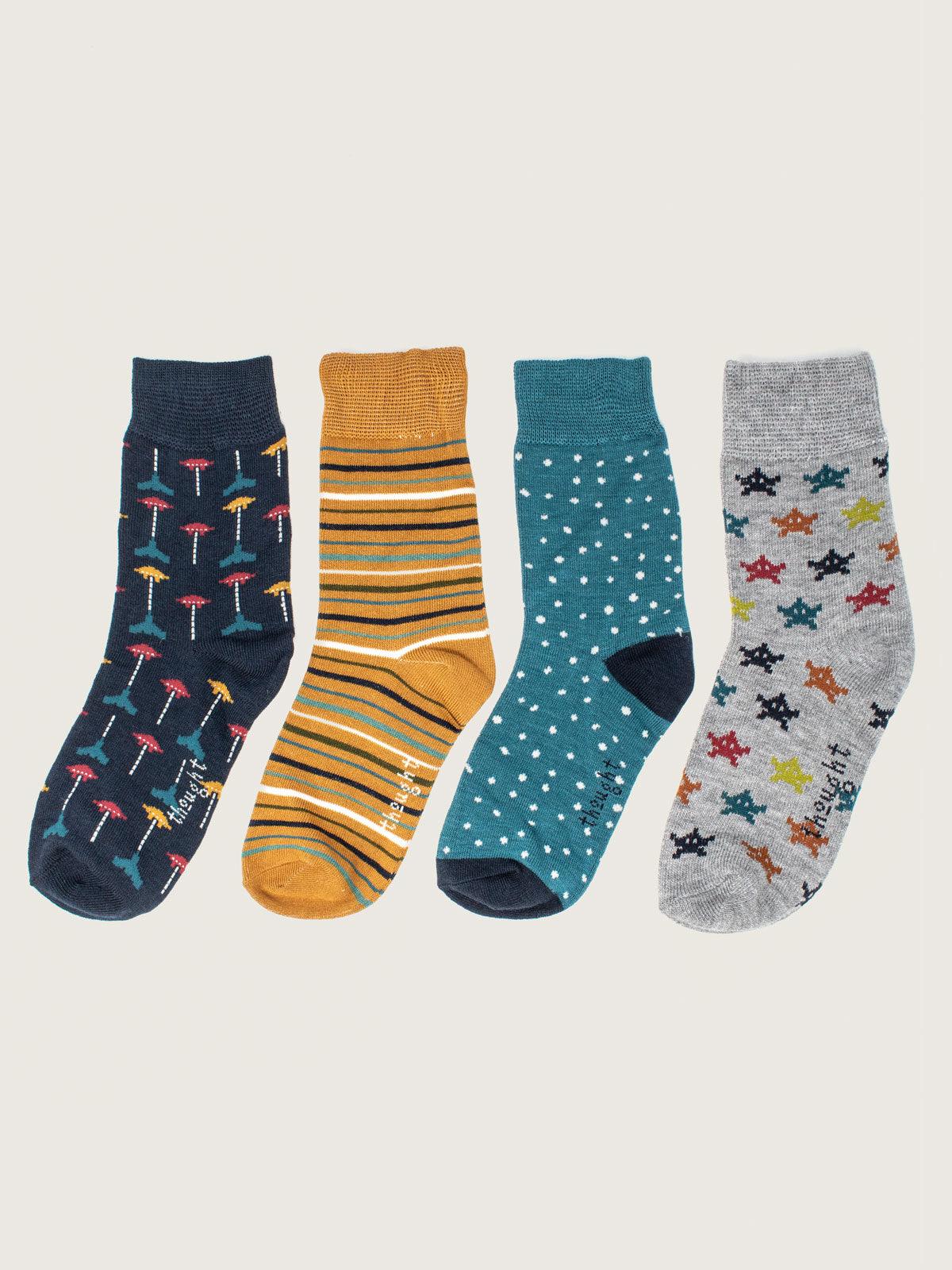 Retro Arcade Games Box of 4 Kids Socks - Multi - Flockneti