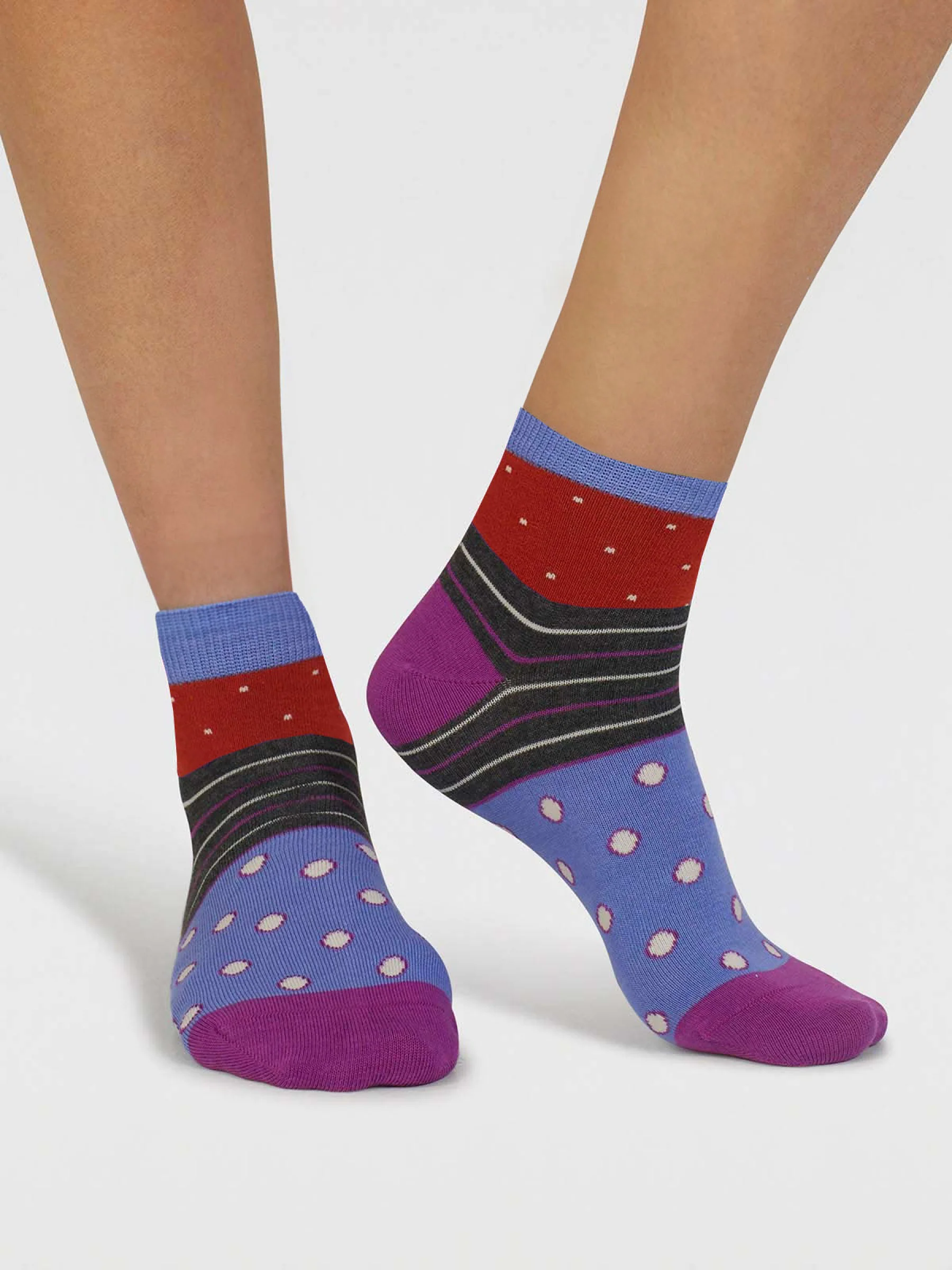 Rondel Spot And Stripe Bamboo Socks - Flame Orange - Flockneti