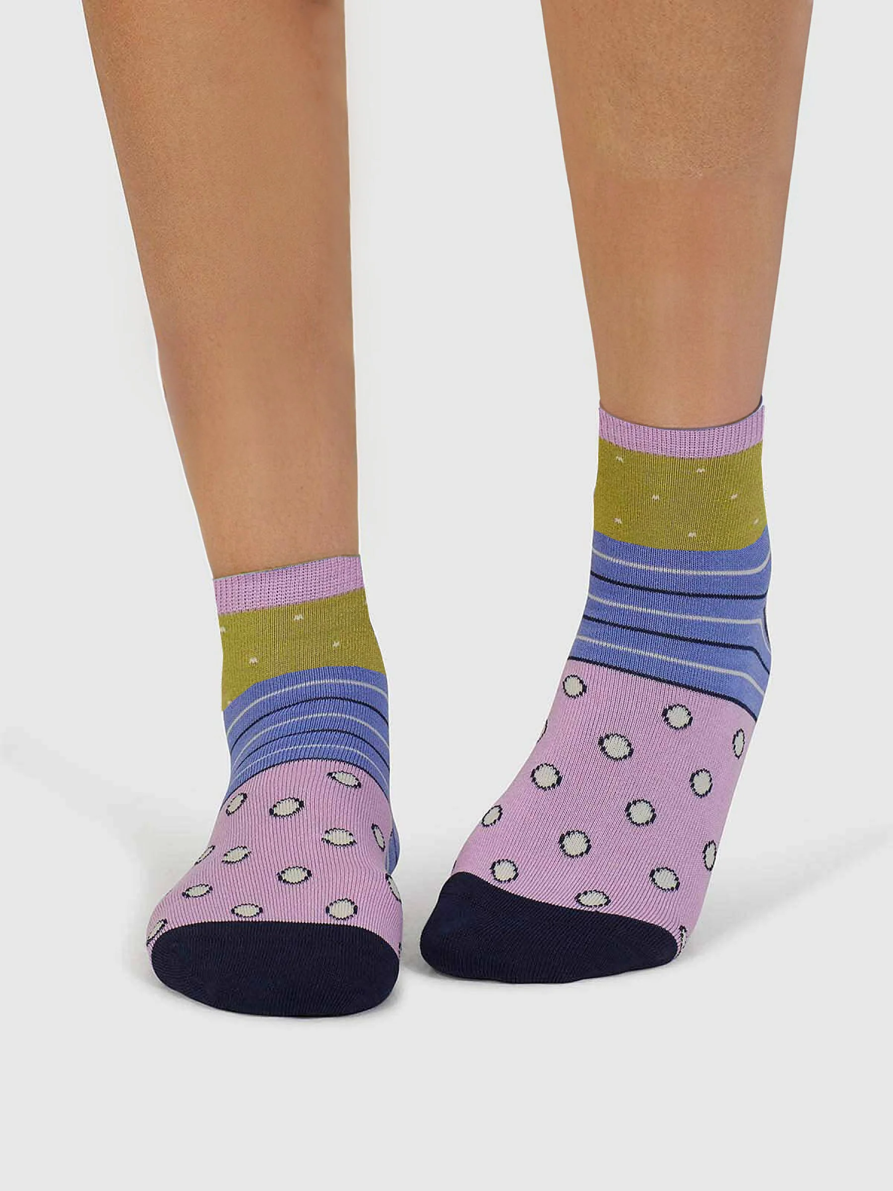 Rondel Spot And Stripe Bamboo Socks - Apple Green - Flockneti