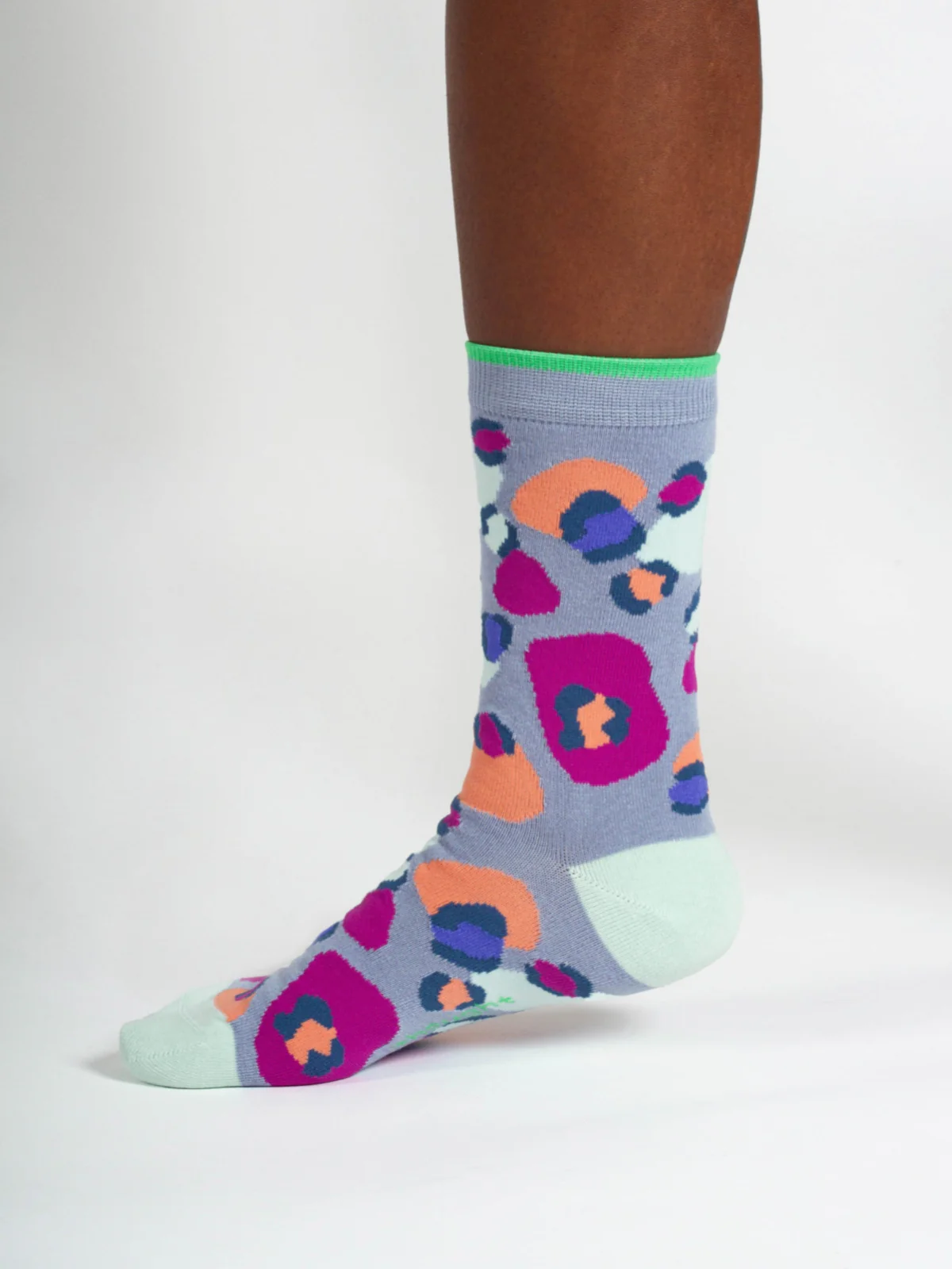 Multi Leopard Print Organic Cotton Socks - Light Blue - Flockneti