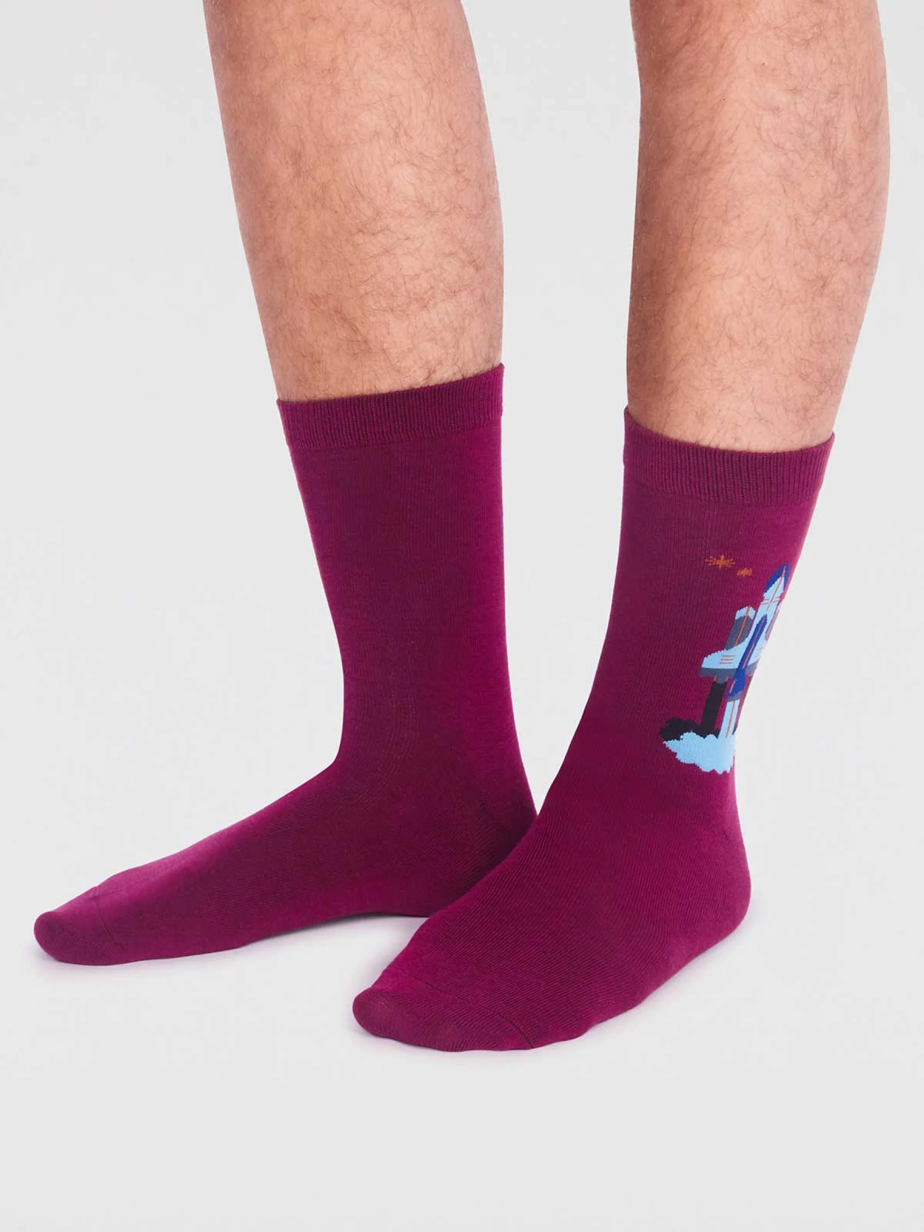 Onyx Organic Cotton Rocket Socks - Fig Purple - Flockneti