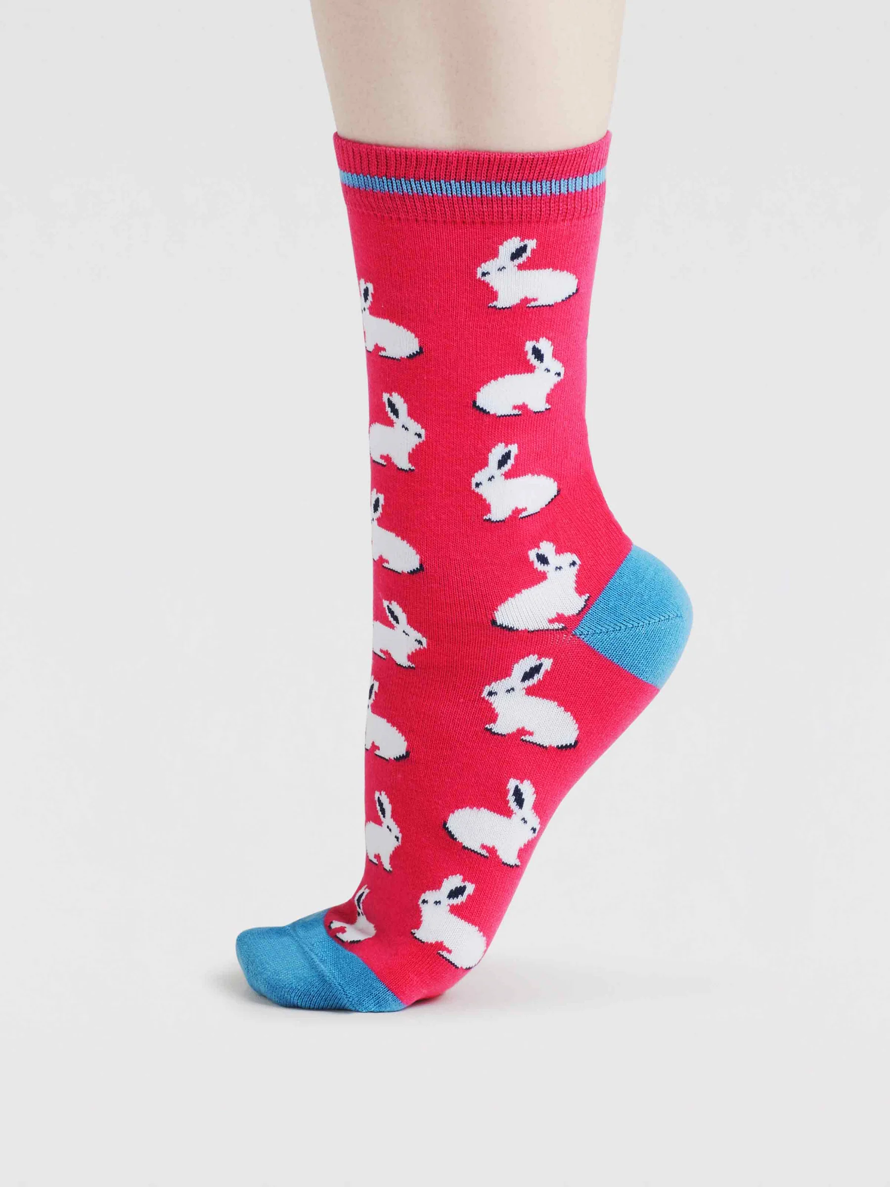 Elsa Easter Bunny Bamboo Socks - Neon Pink - Flockneti