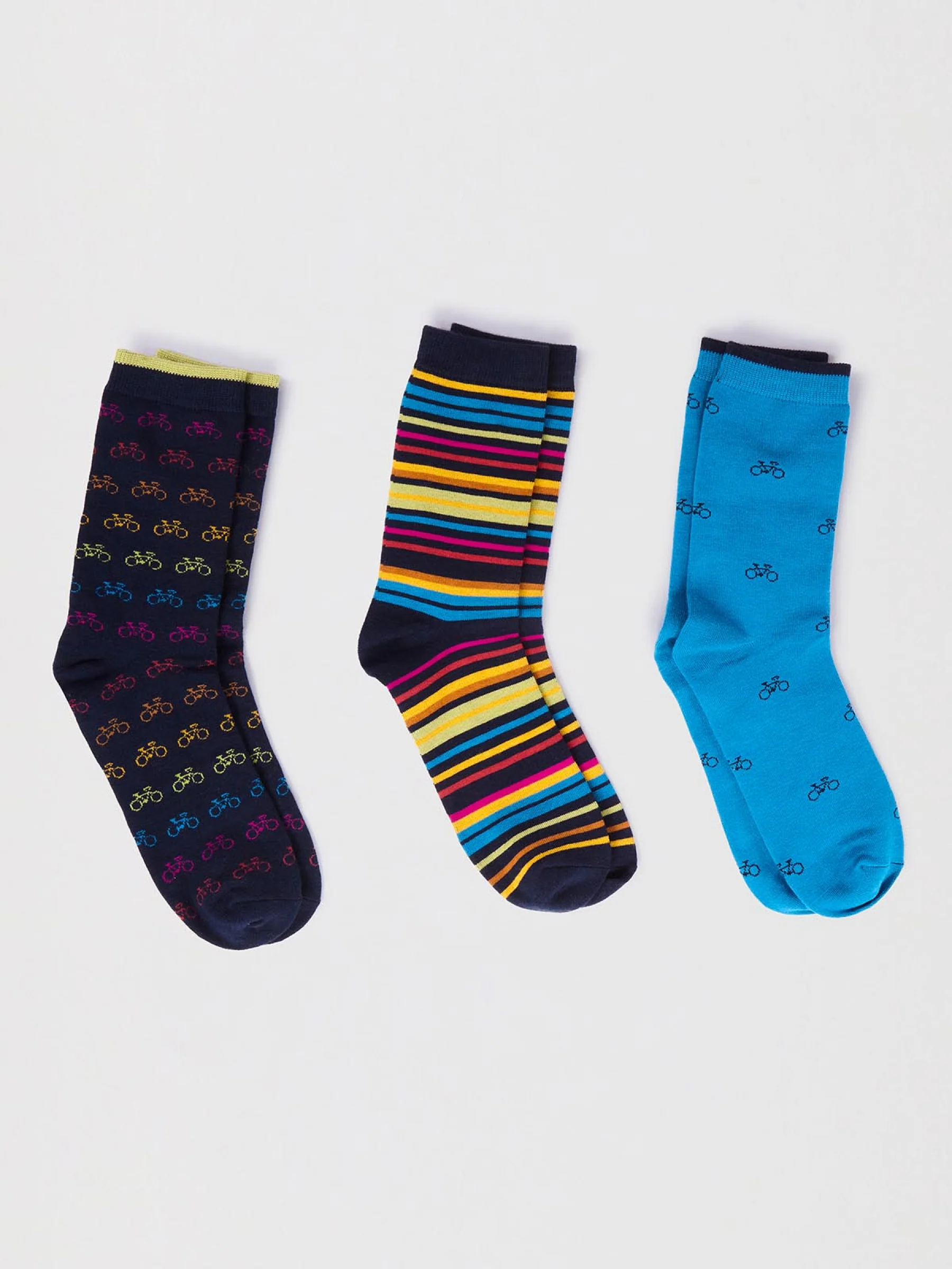 Brandon Bamboo Bike Pack Of Socks - Multi - Flockneti