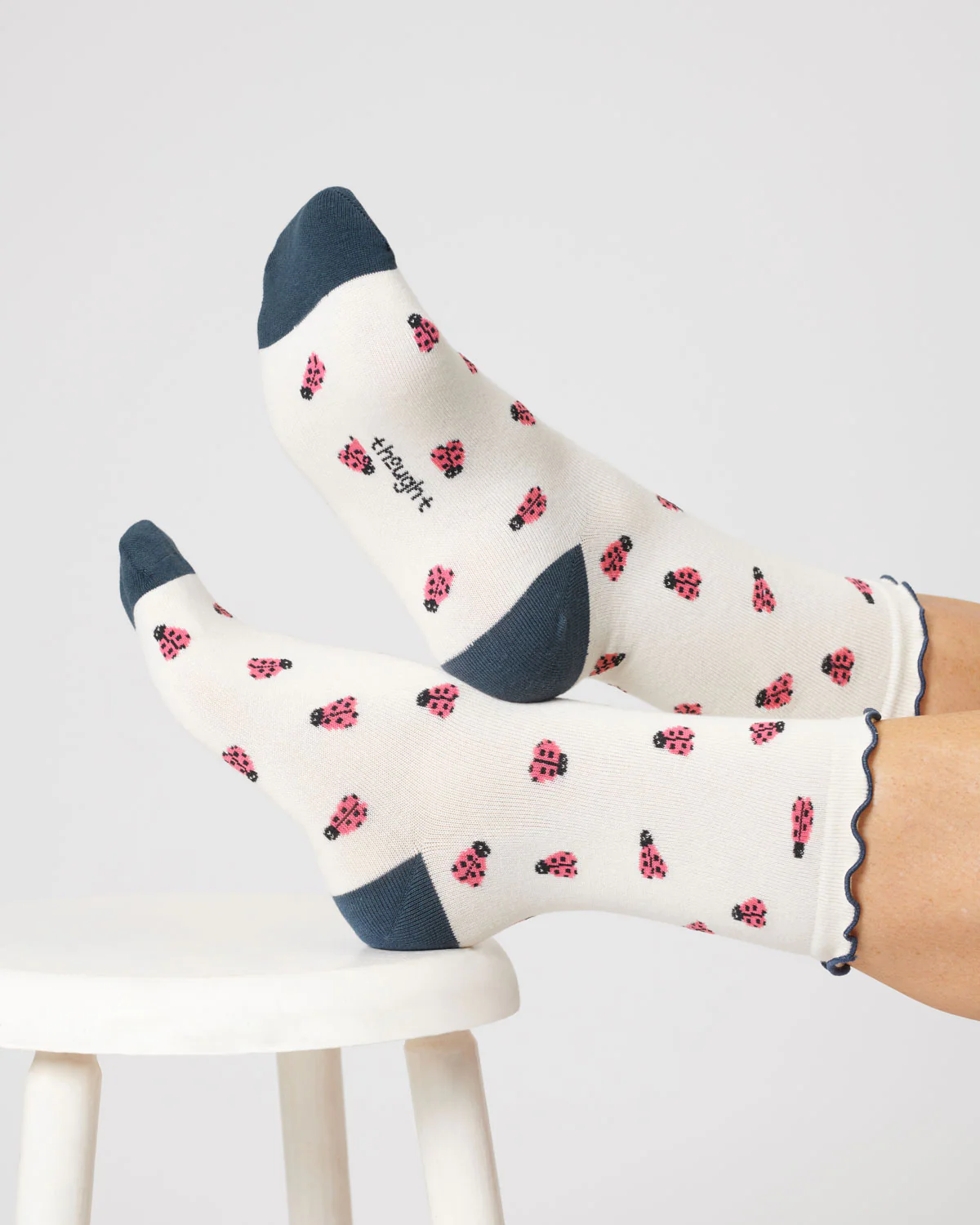 Womens Insect Organic Cotton Socks - Stone White - Flockneti