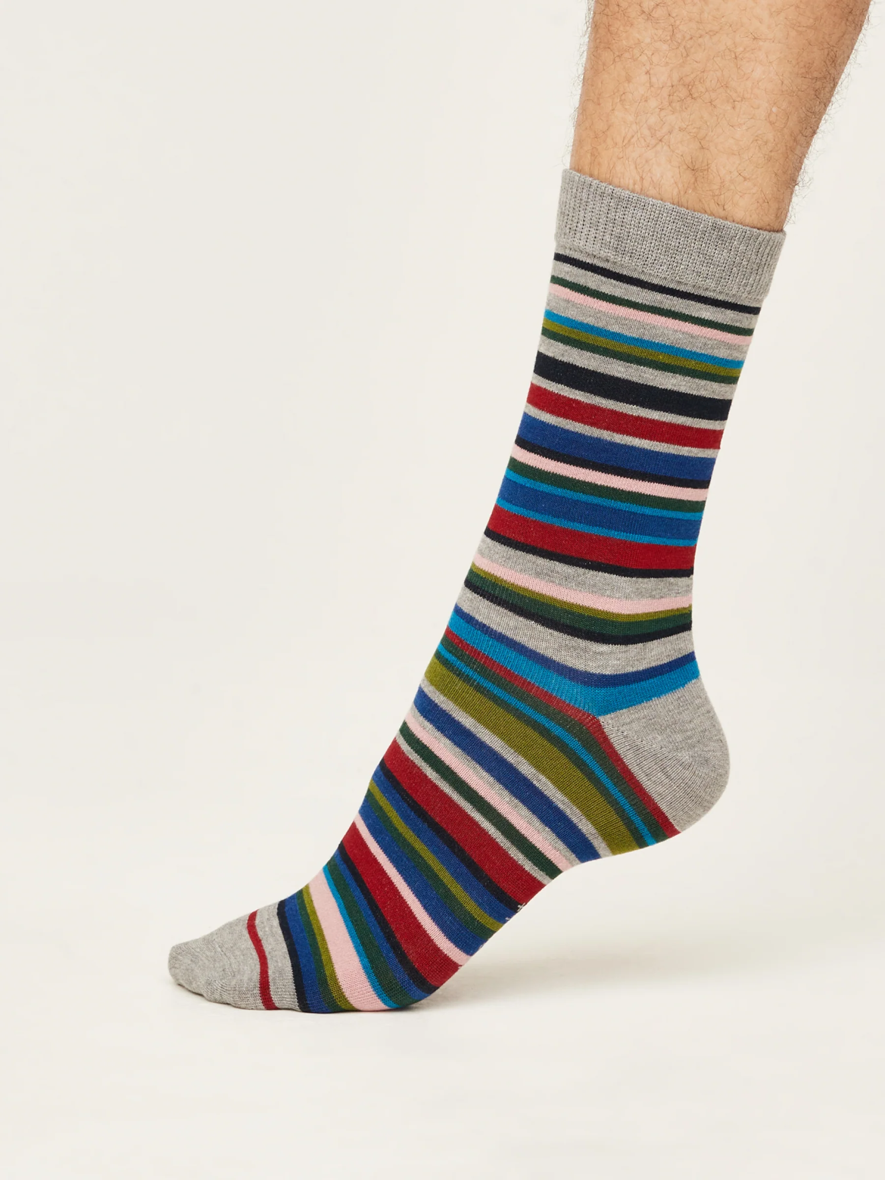 Multistripe Socks - Mid Grey Marle - Flockneti