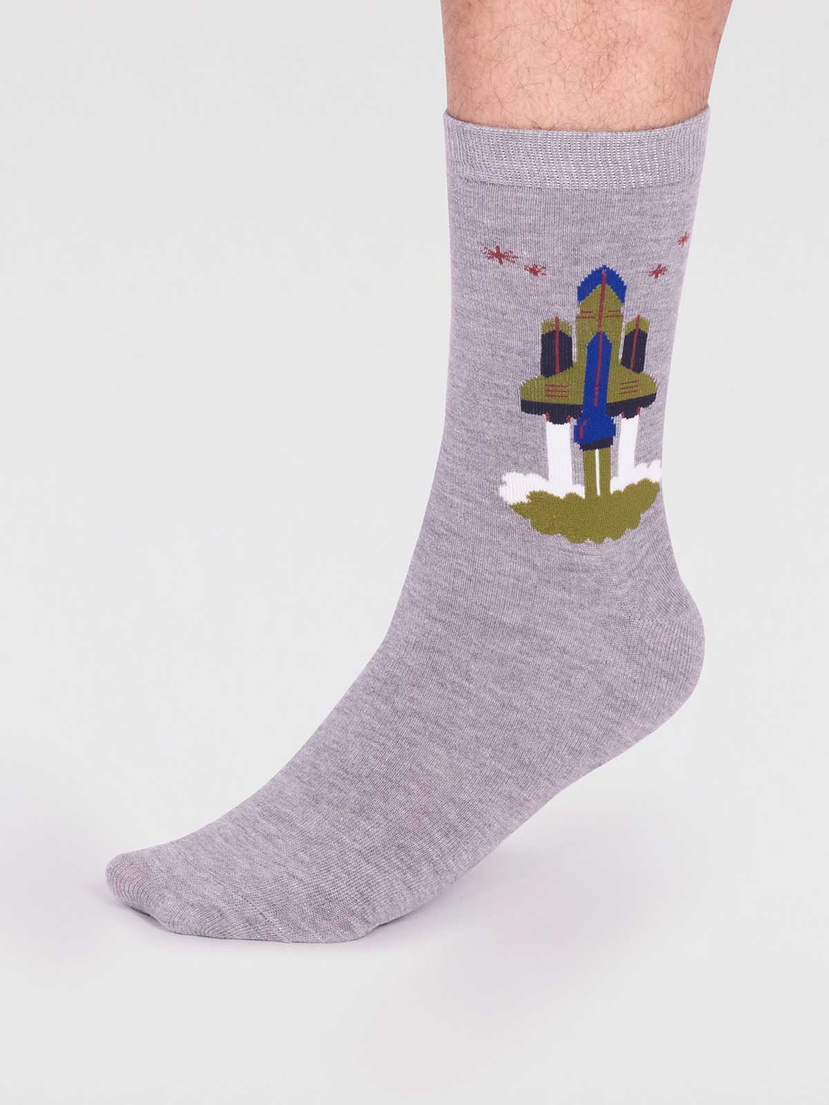 Onyx Organic Cotton Rocket Socks - Grey Marle - Flockneti