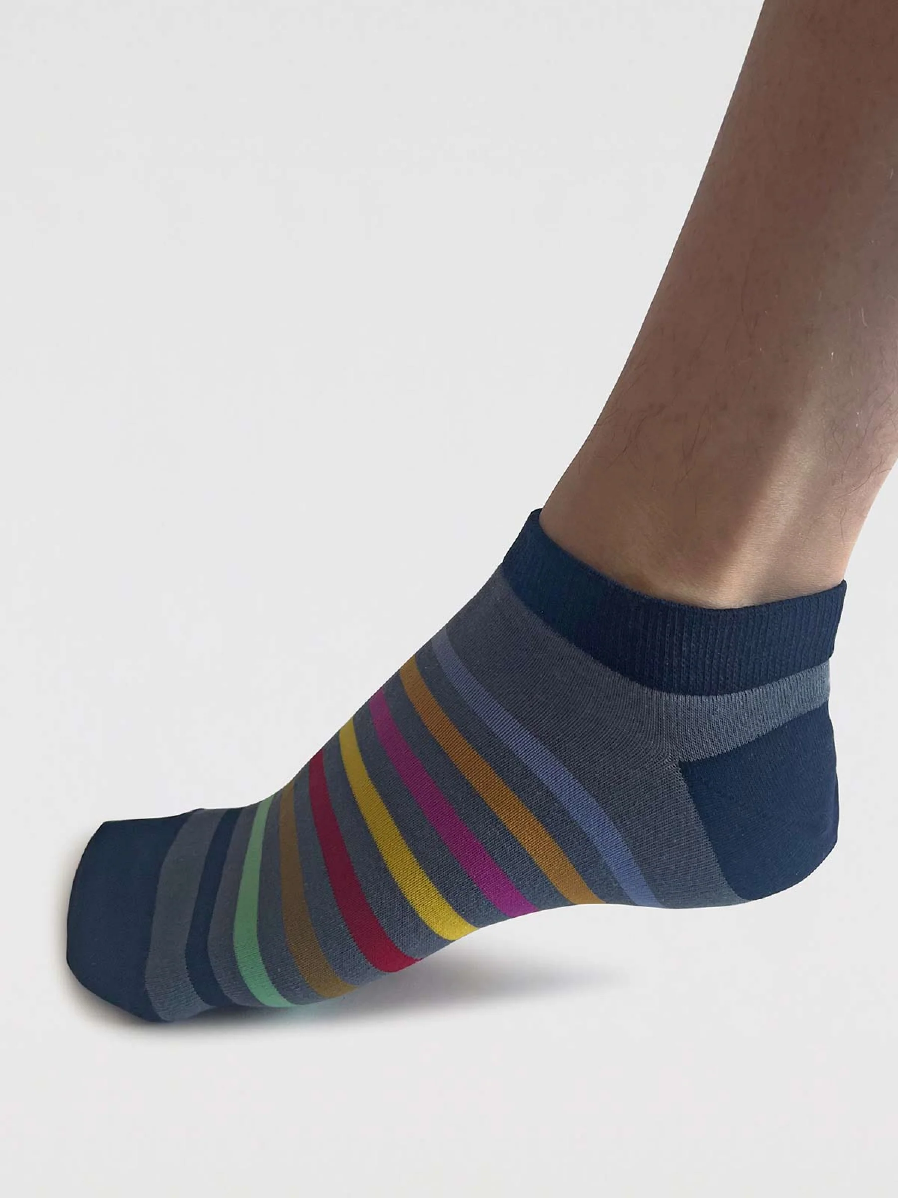 Mens Griffin Pattern Organic Cotton Trainer Socks - Storm Blue - Flockneti