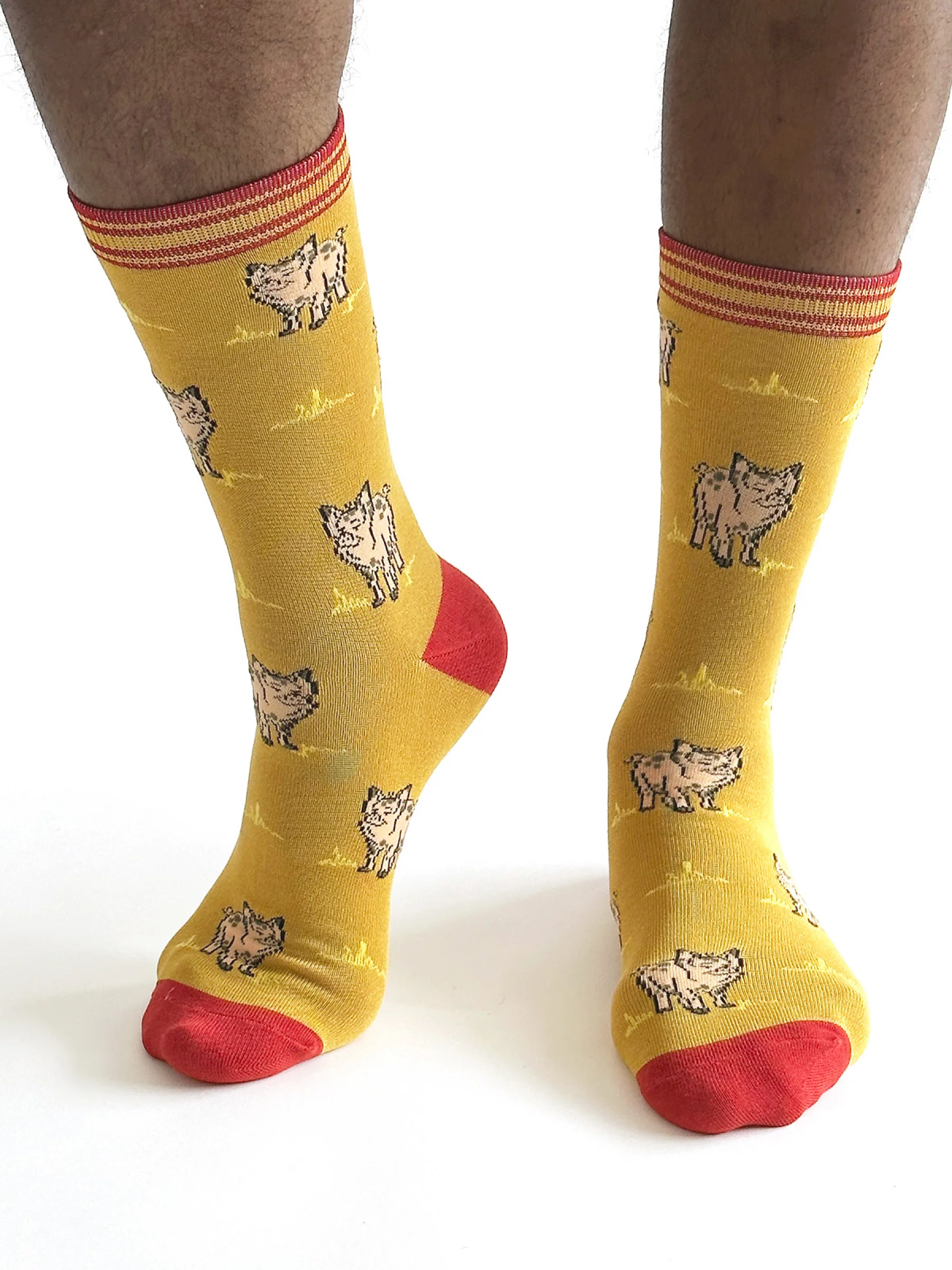 Willem Pig Bamboo Socks - Yellow - Flockneti