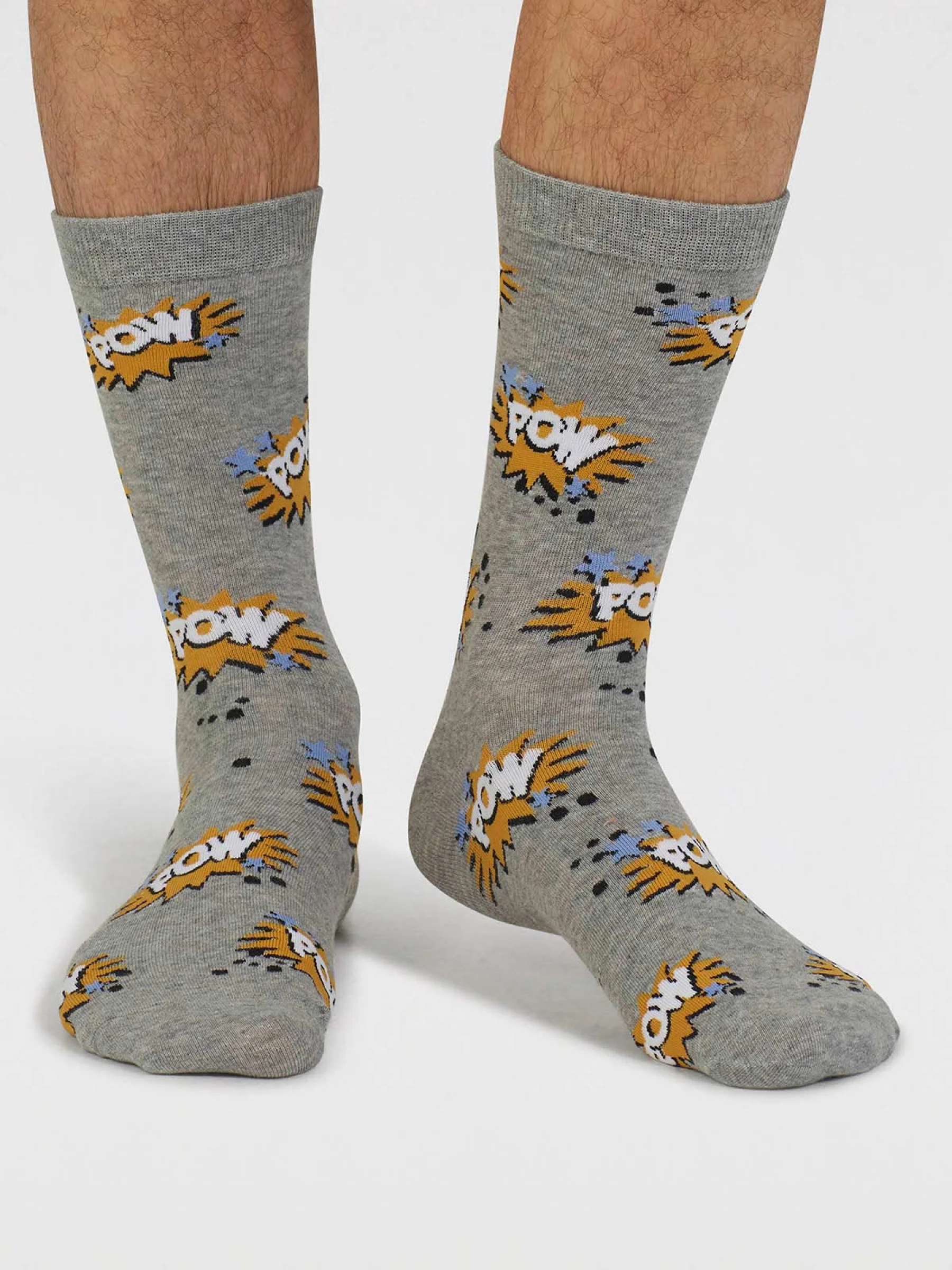 Tayler Art Pop Organic Cotton Socks - Mid Grey Marle - Flockneti