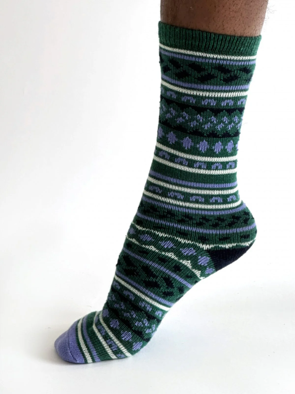 Erskine Fair isle Wool Socks - Dark Green - Flockneti
