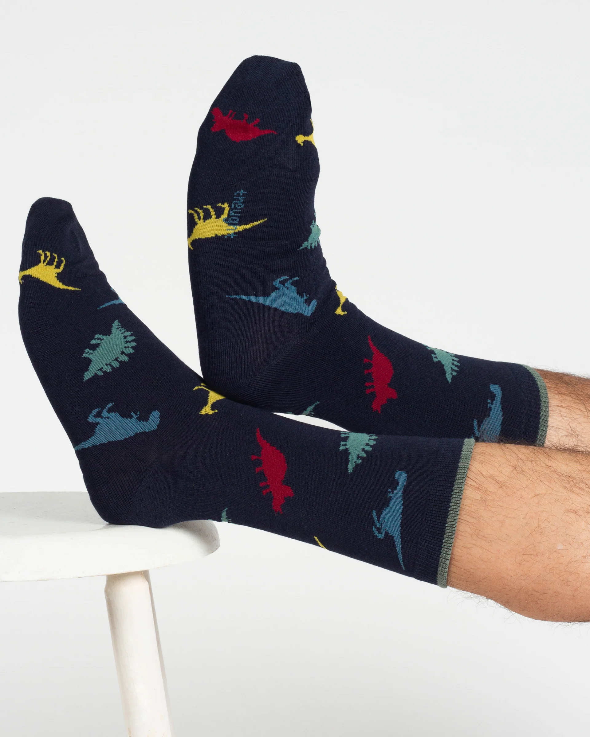 Dino Bamboo 2 Socks in a Bag - Green/Navy - Flockneti