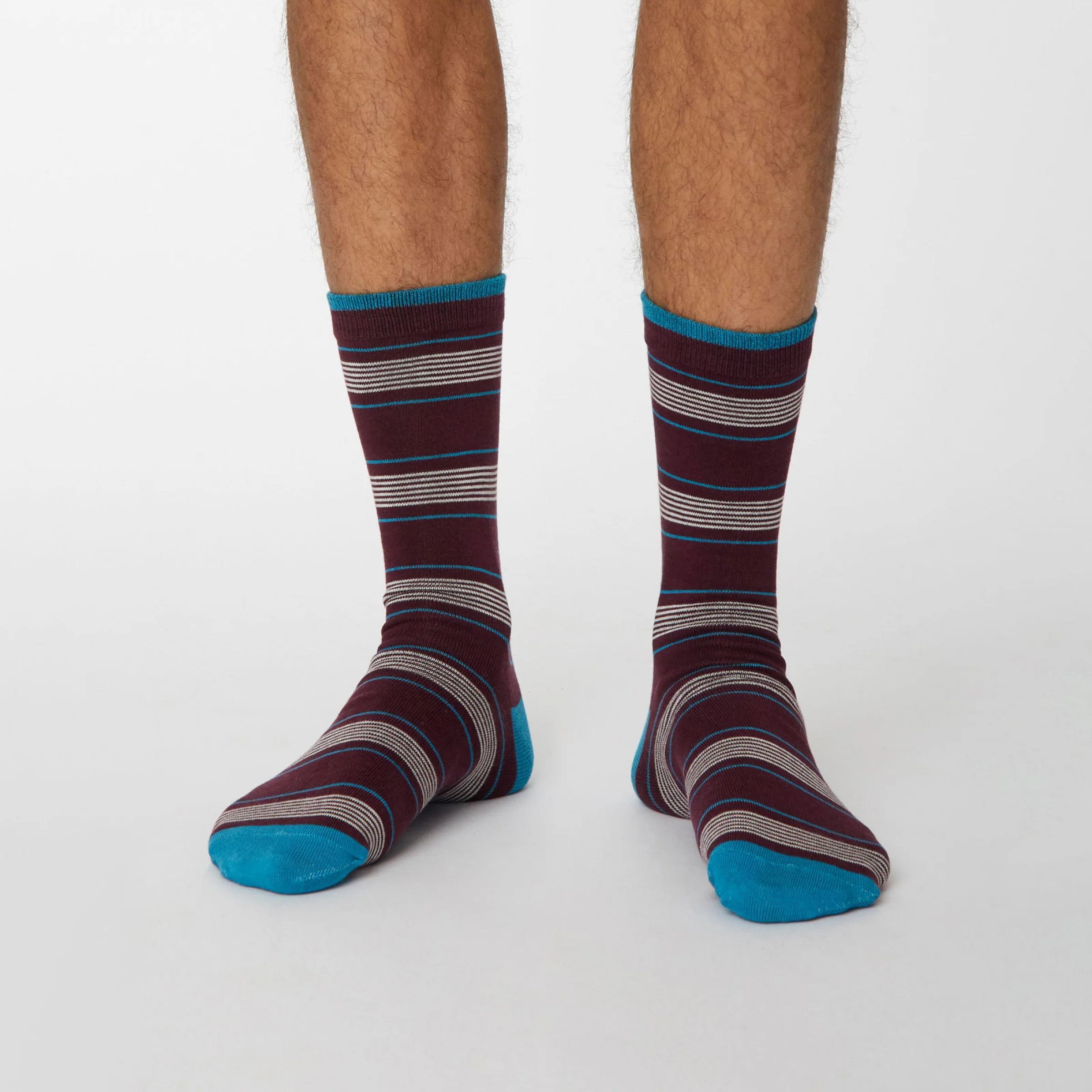 Edoardo Stripe Socks - Wine Red - Flockneti