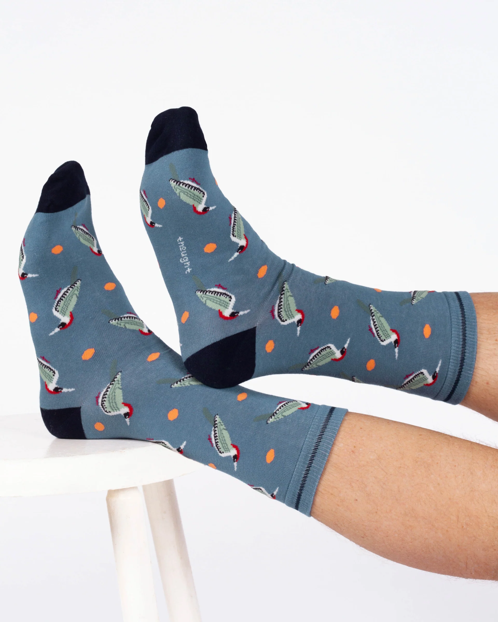 Woodpecker Organic Cotton Crew Socks - Blue Multi - Flockneti
