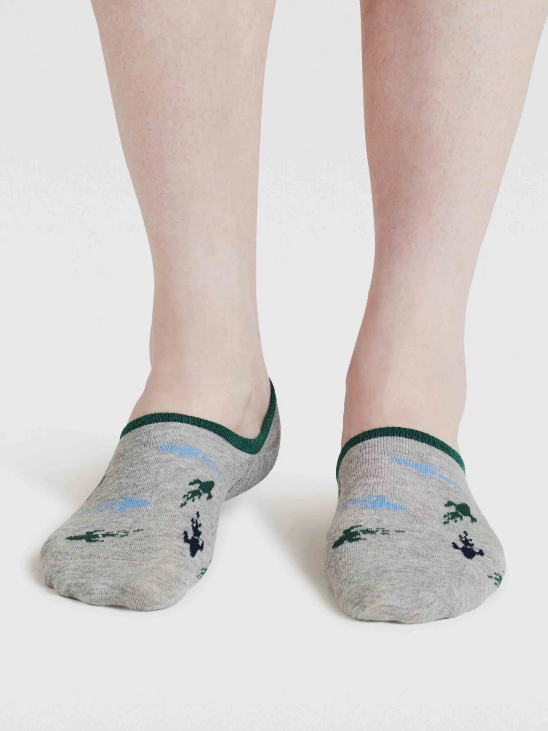 Space Rocket Organic Cotton No-Show Socks - Grey Marl - Flockneti