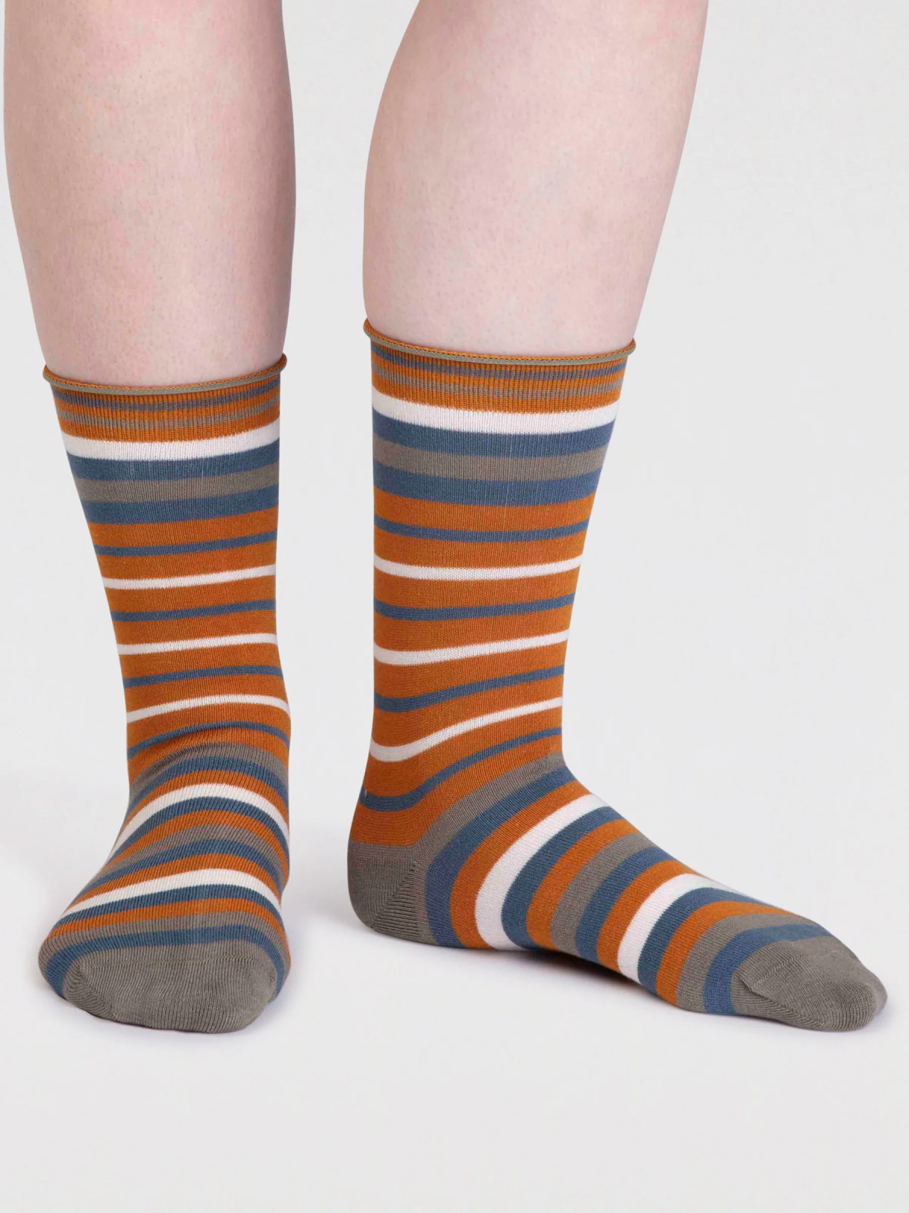 Lucia Bamboo Stripe Socks - Turmeric Yellow - Flockneti