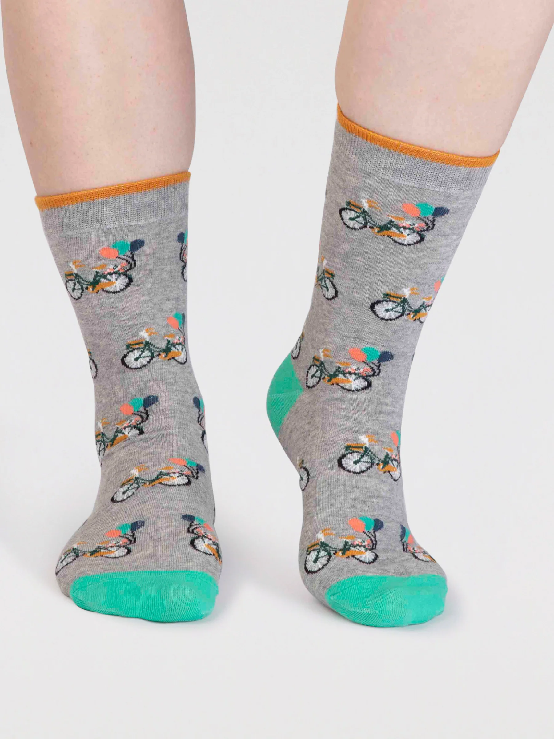 Akia Organic Cotton Bike Socks - Grey Marle - Flockneti