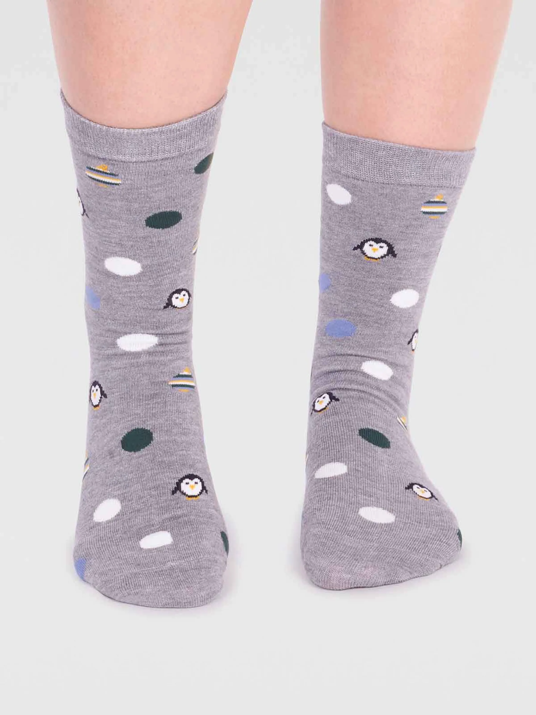 Neva Bamboo Penguin Sock - Grey Marle - Flockneti