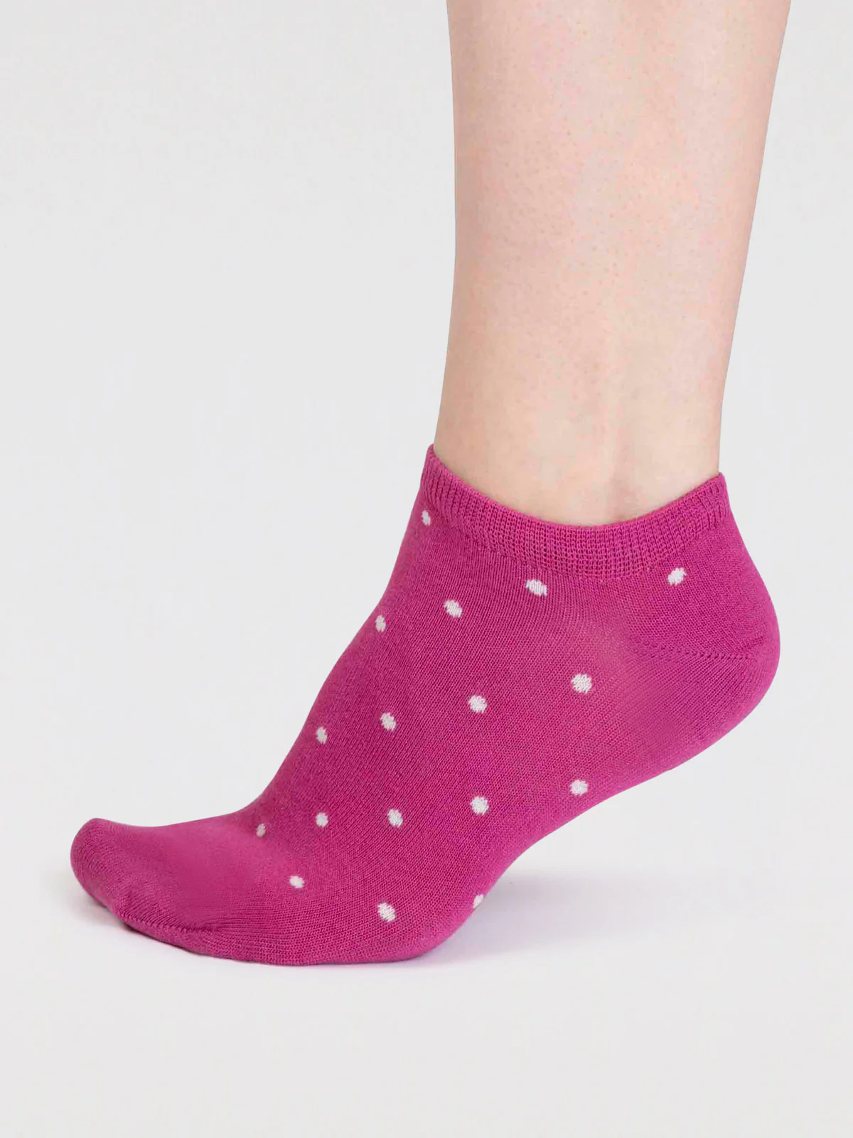 Dottie Bamboo Spotty Trainer Socks - Raspberry Pink - Flockneti