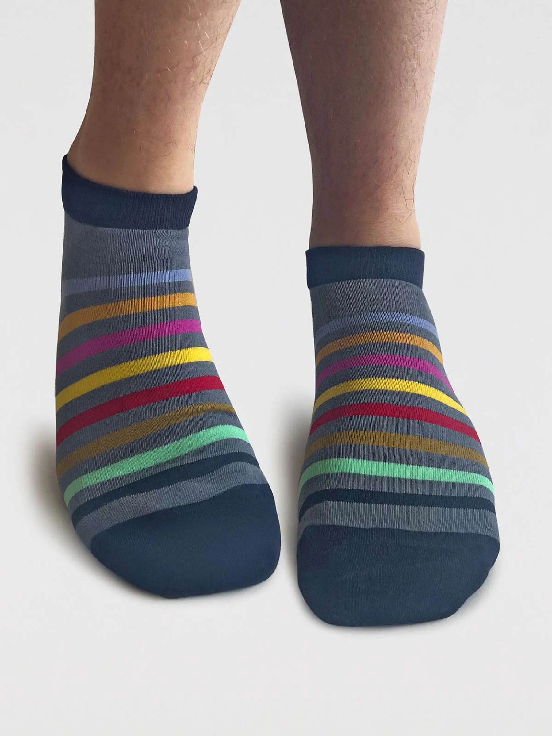 Mens Griffin Pattern Organic Cotton Trainer Socks - Storm Blue - Flockneti