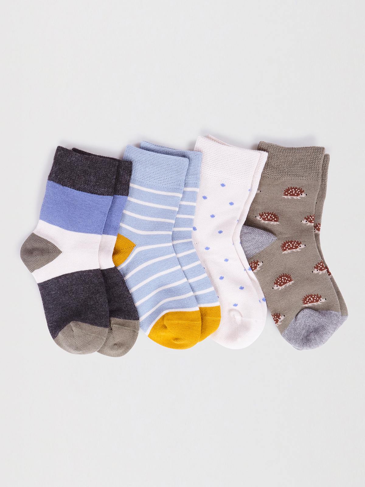 Ray Bamboo Hedgehog Baby 4 Sock Gift Box - Multi - Flockneti