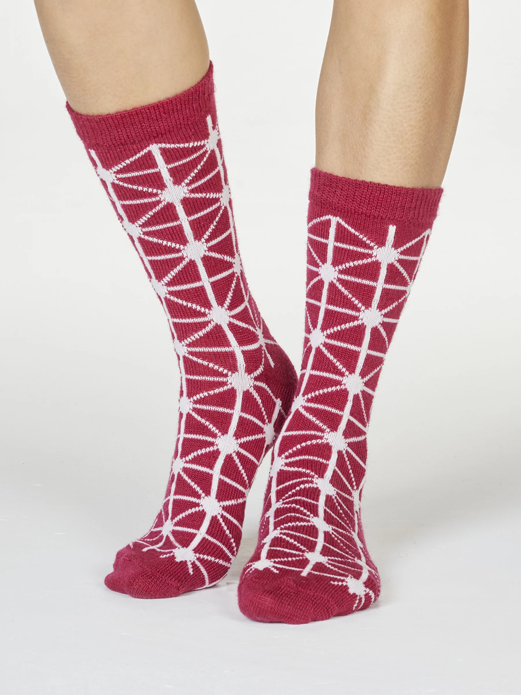 Jannie Wool Socks - Cranberry Red - Flockneti