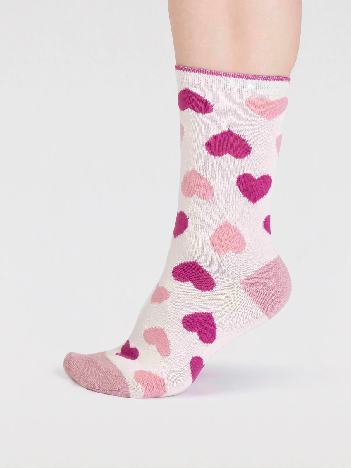 Haddie Bamboo Love Heart Socks - Stone White - Flockneti