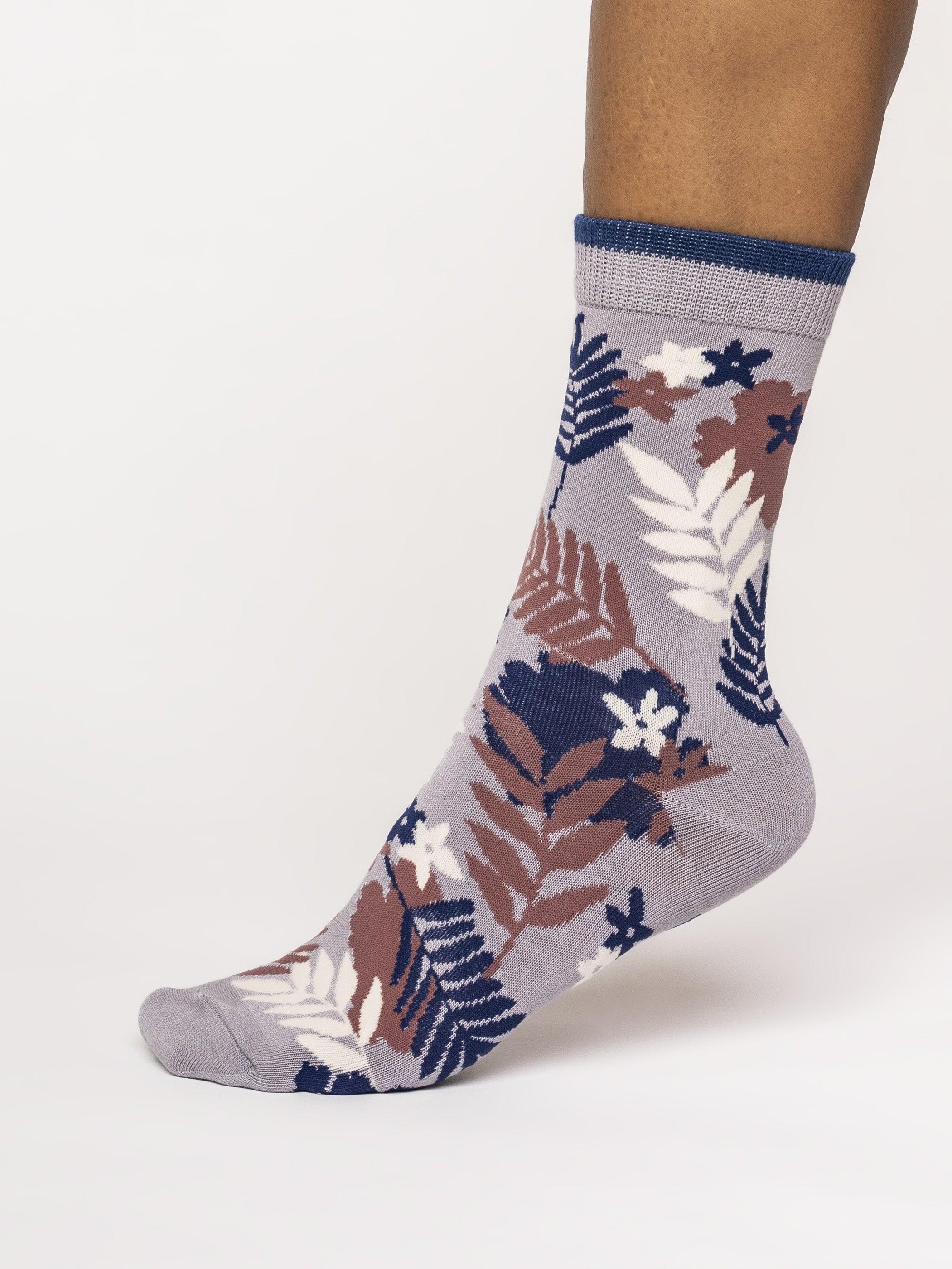 Palm Leaf Socks - Pebble Grey - Flockneti