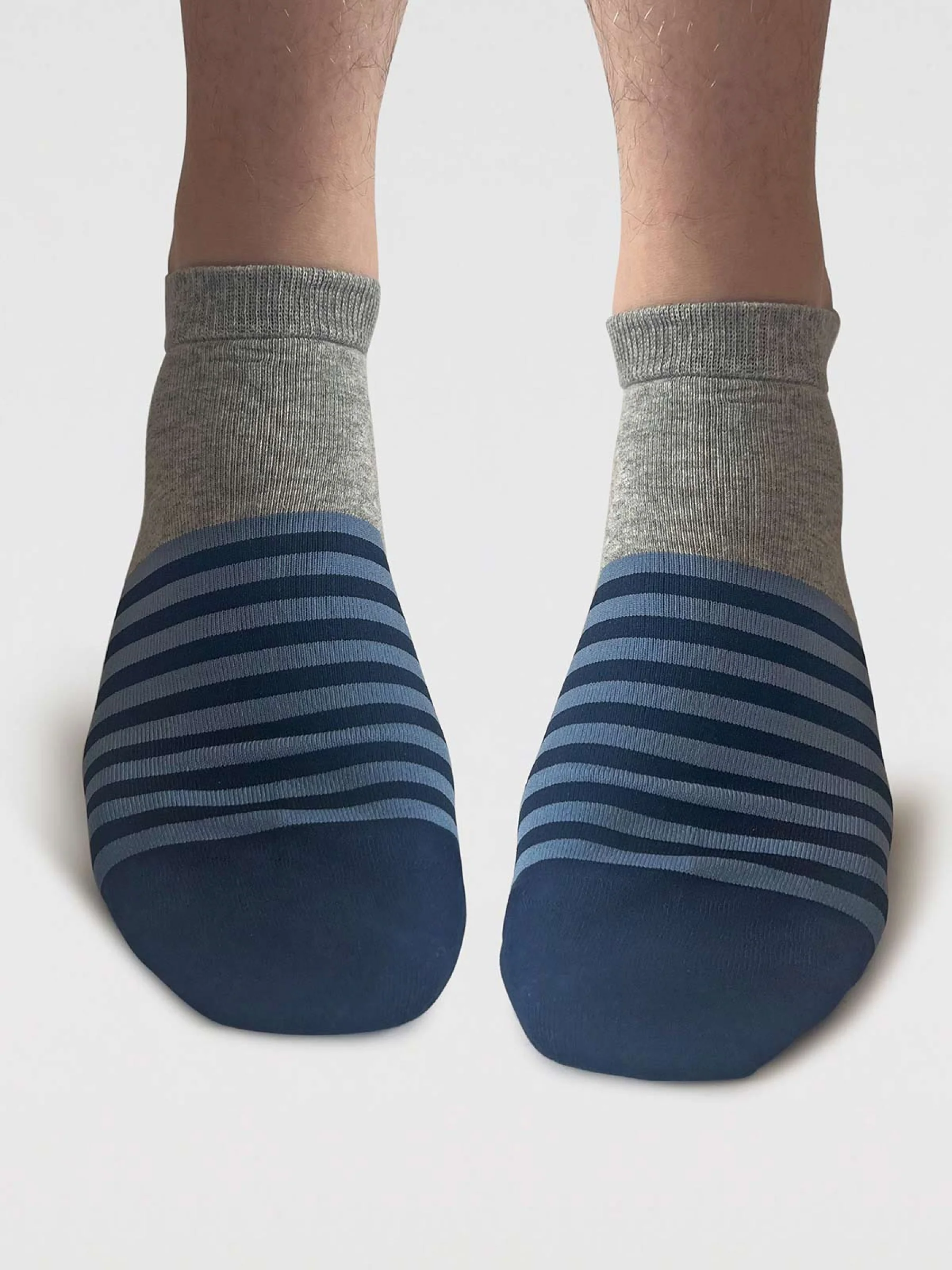 Mens Griffin Pattern Organic Cotton Trainer Socks - Mid Grey Marl - Flockneti