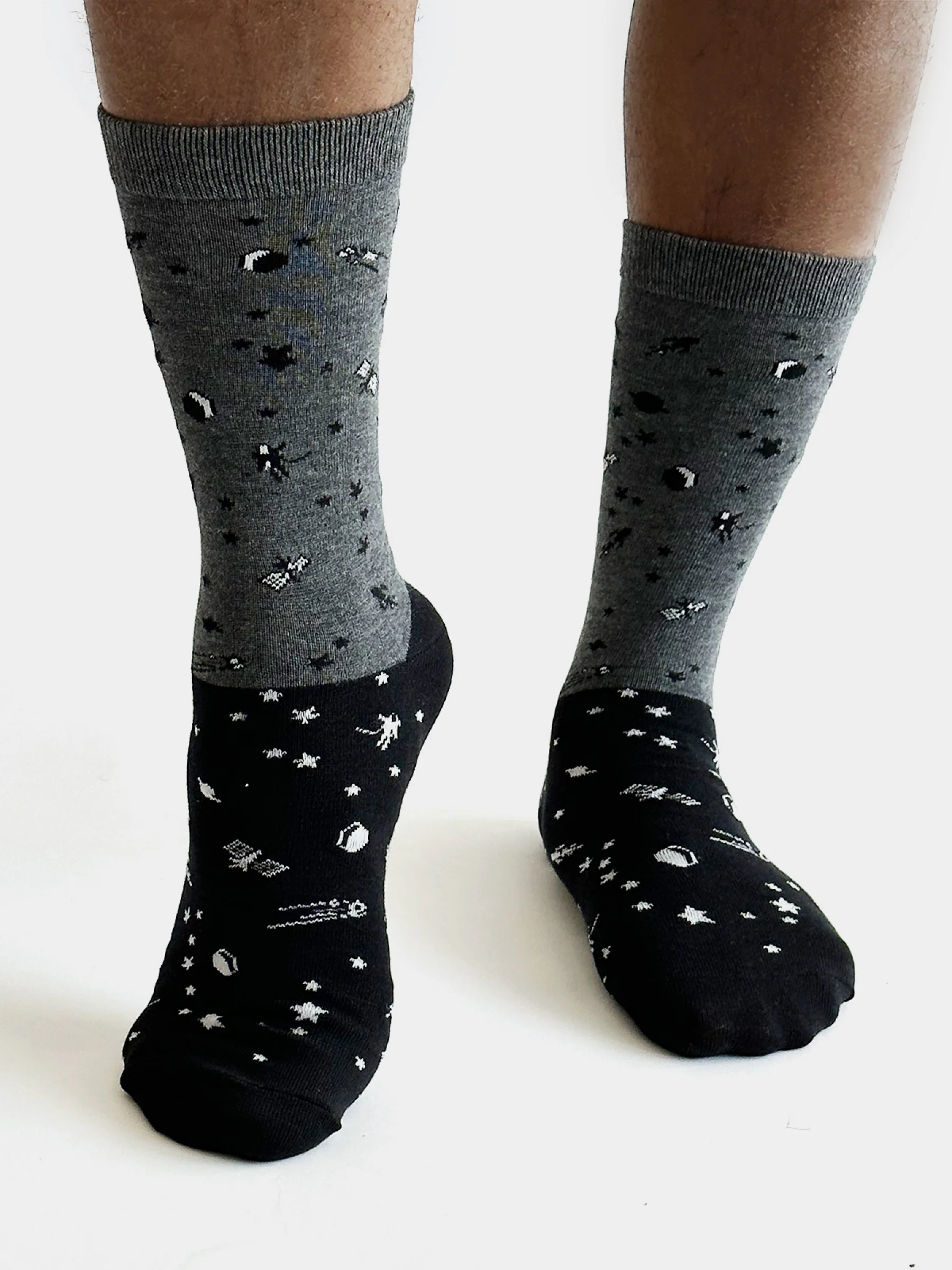 Cielo Space Colour Block Bamboo Socks - Grey - Flockneti