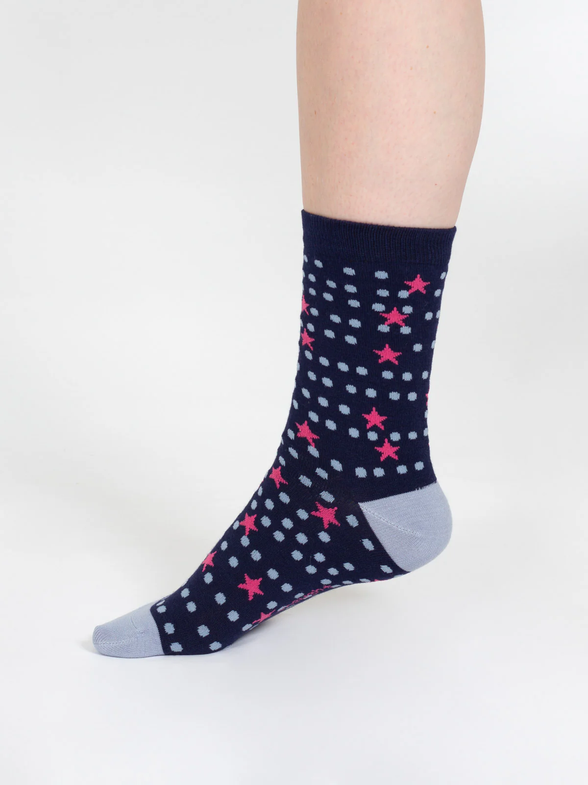 Mixed Shape Bamboo Socks - Navy/Blue Star - Flockneti