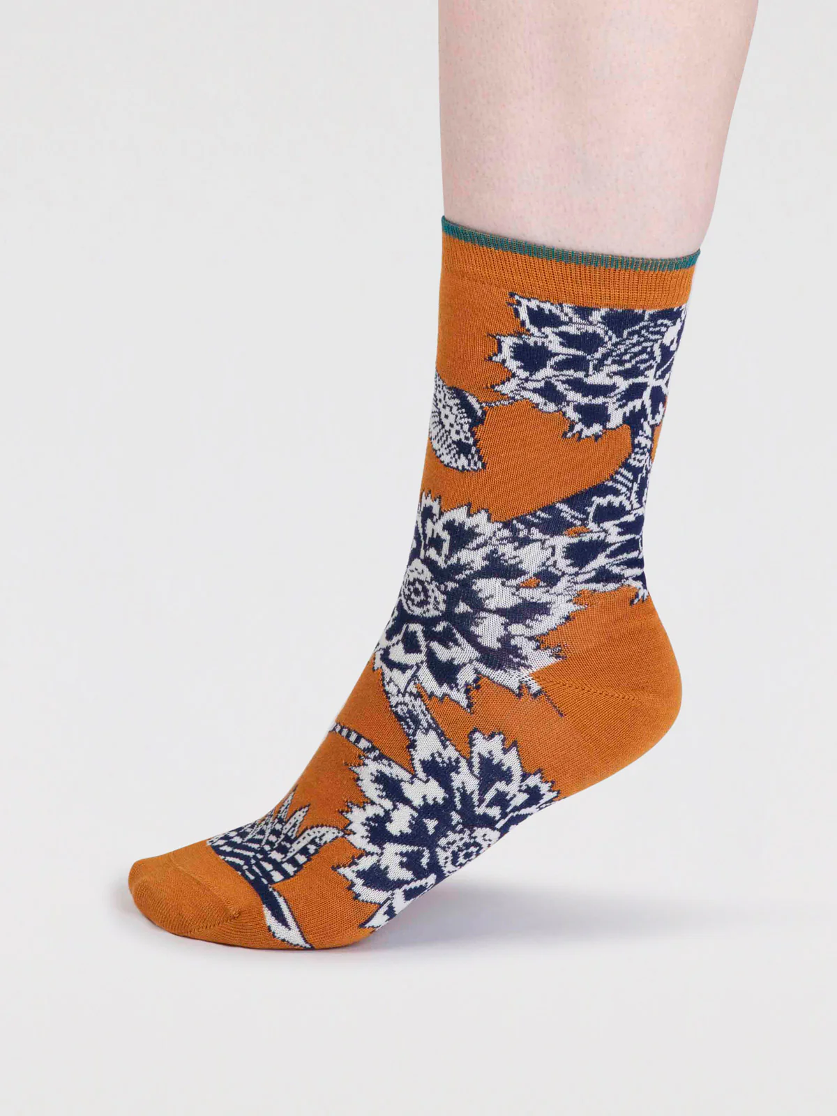 Freja Organic Cotton Abstract Flower Socks - Turmeric Yellow - Flockneti