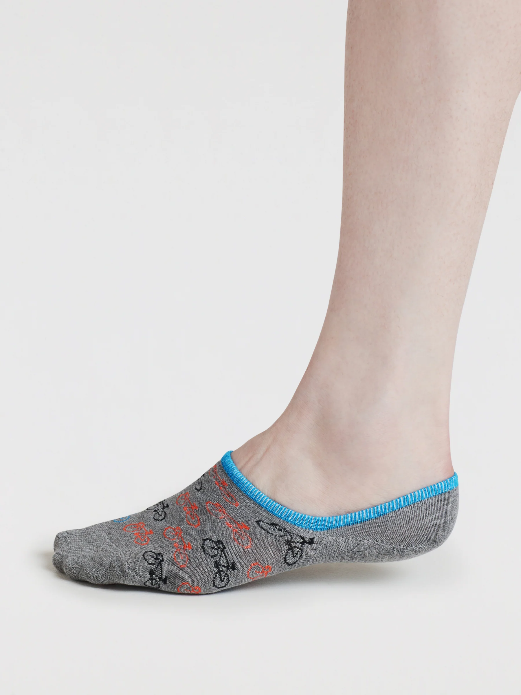 Mens Berit Bicycle Bamboo No-Show Socks - Grey Marl - Flockneti