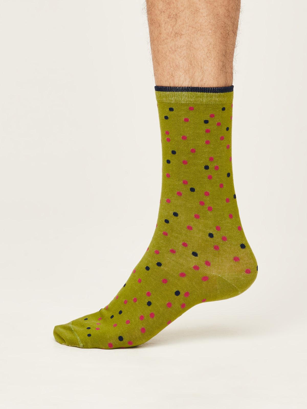 Spotty Socks - Olive Green - Flockneti