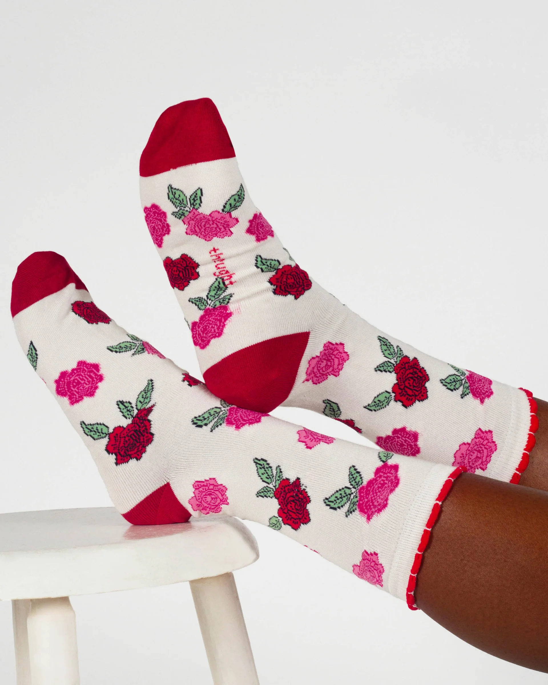 Womens June Birth Flower Sock - Rose - Flockneti