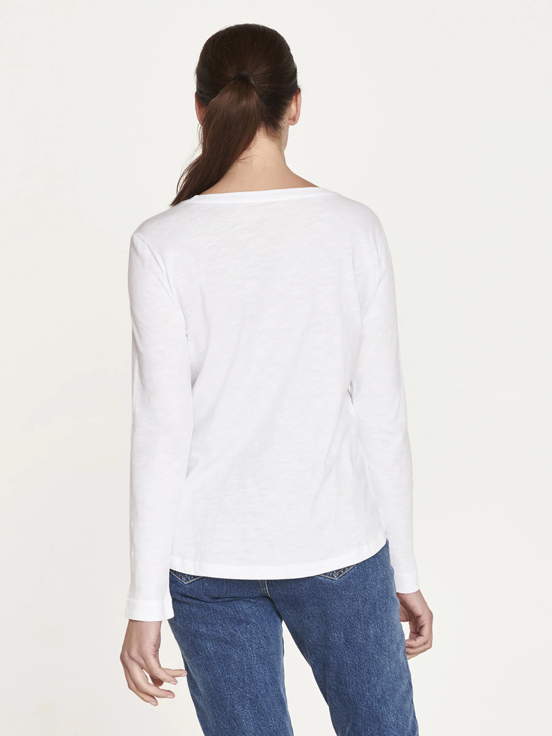 Fairtrade Organic Cotton Long Sleeve Jersey Top - White - Flockneti
