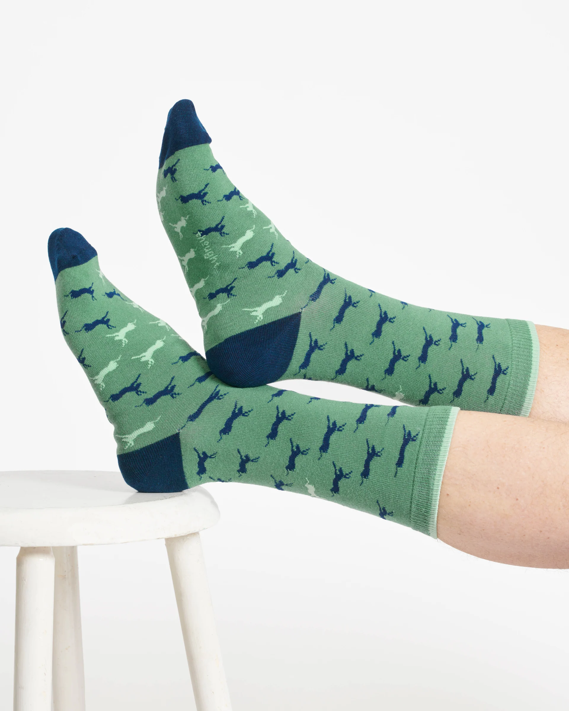 Hare Bamboo Crew Socks - Green/Hare - Flockneti