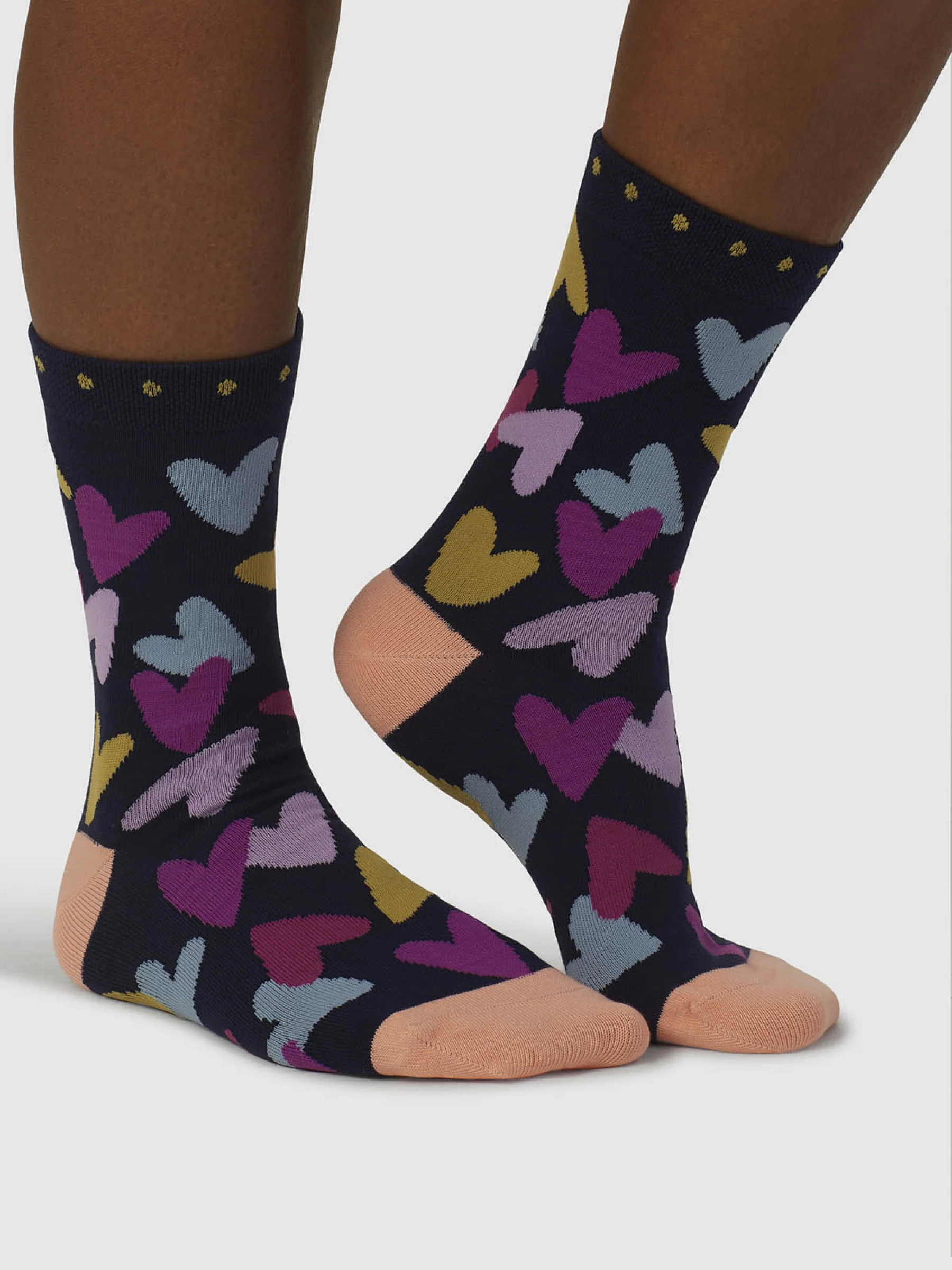 Tyas Heart Organic Cotton Socks - Navy - Flockneti