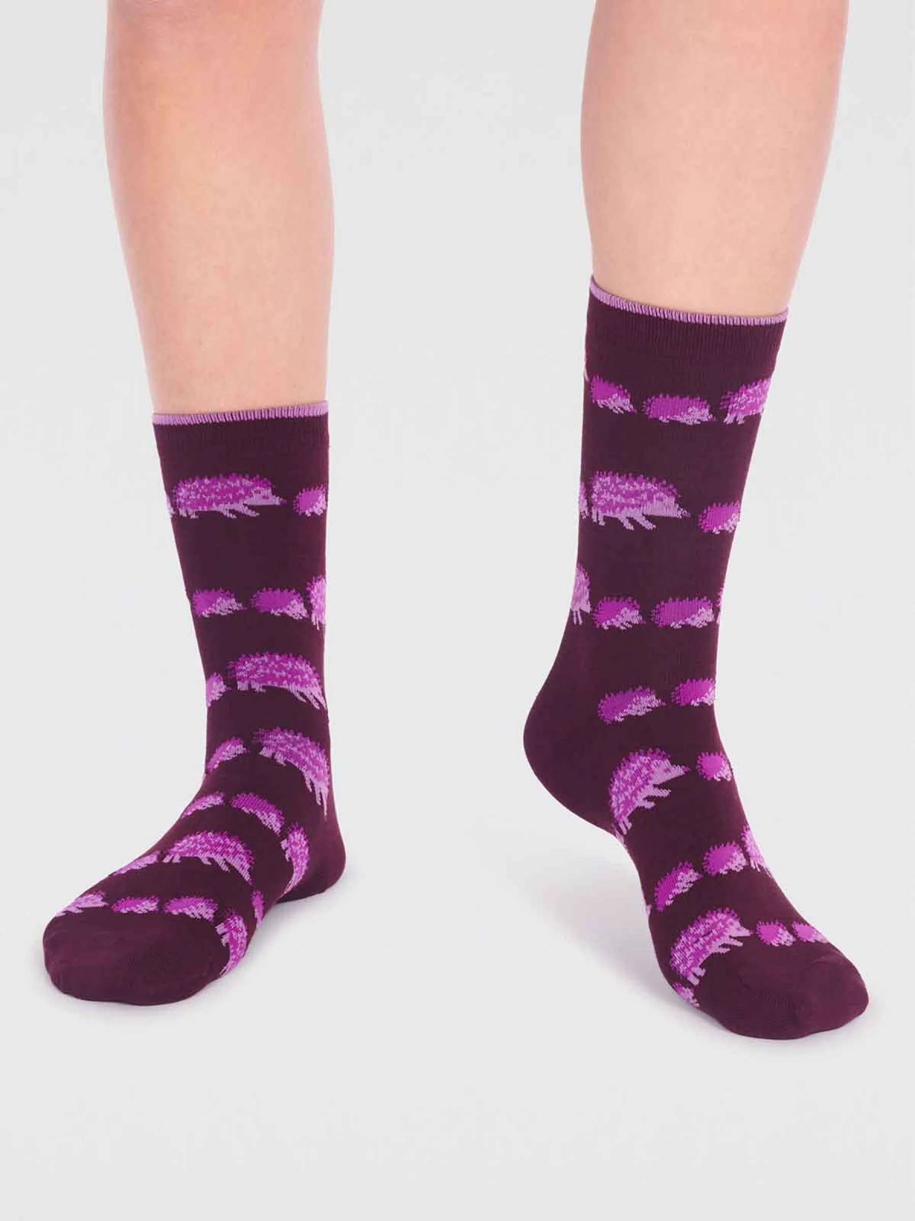 Hadley Bamboo Hedgehog Socks  - Aubergine Purple - Flockneti