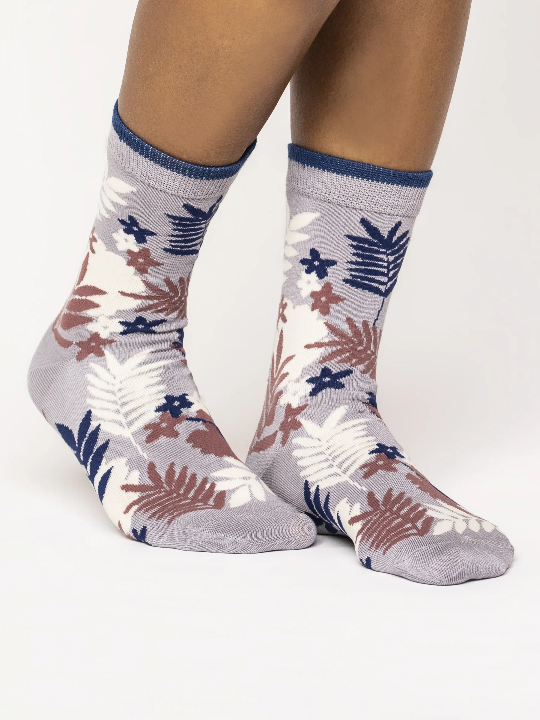 Palm Leaf Socks - Pebble Grey - Flockneti