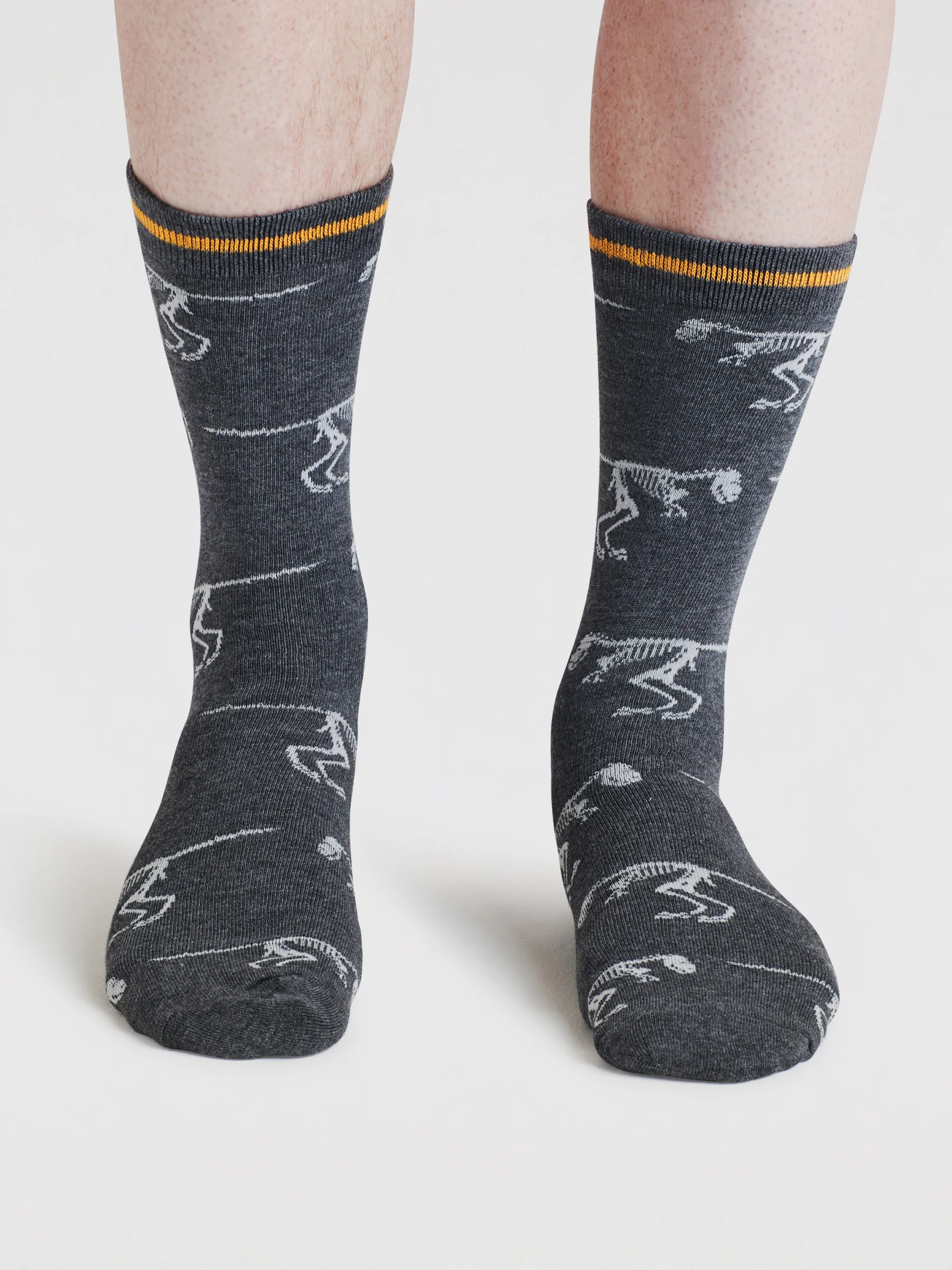 Mens Delta Dinosaur Bamboo Socks - Dark Grey Marl - Flockneti