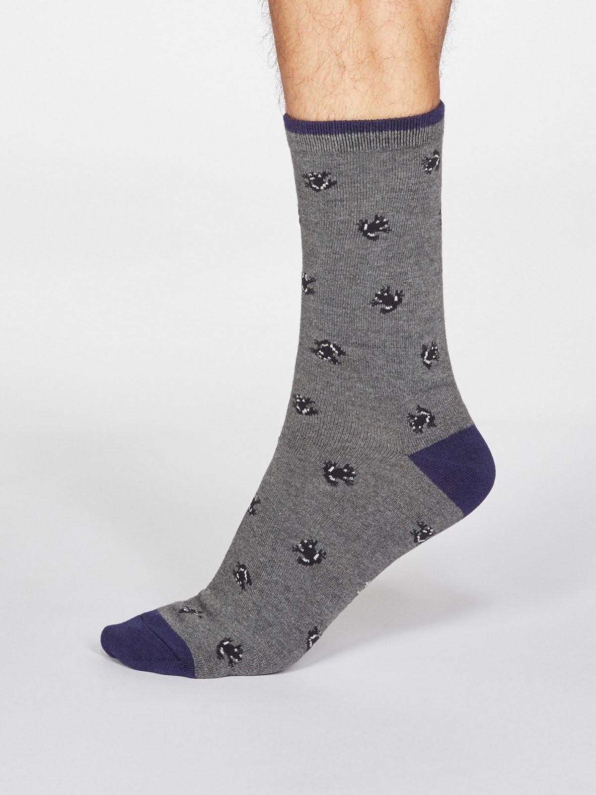 Wesley Frog Socks - Dark Grey Marle - Flockneti