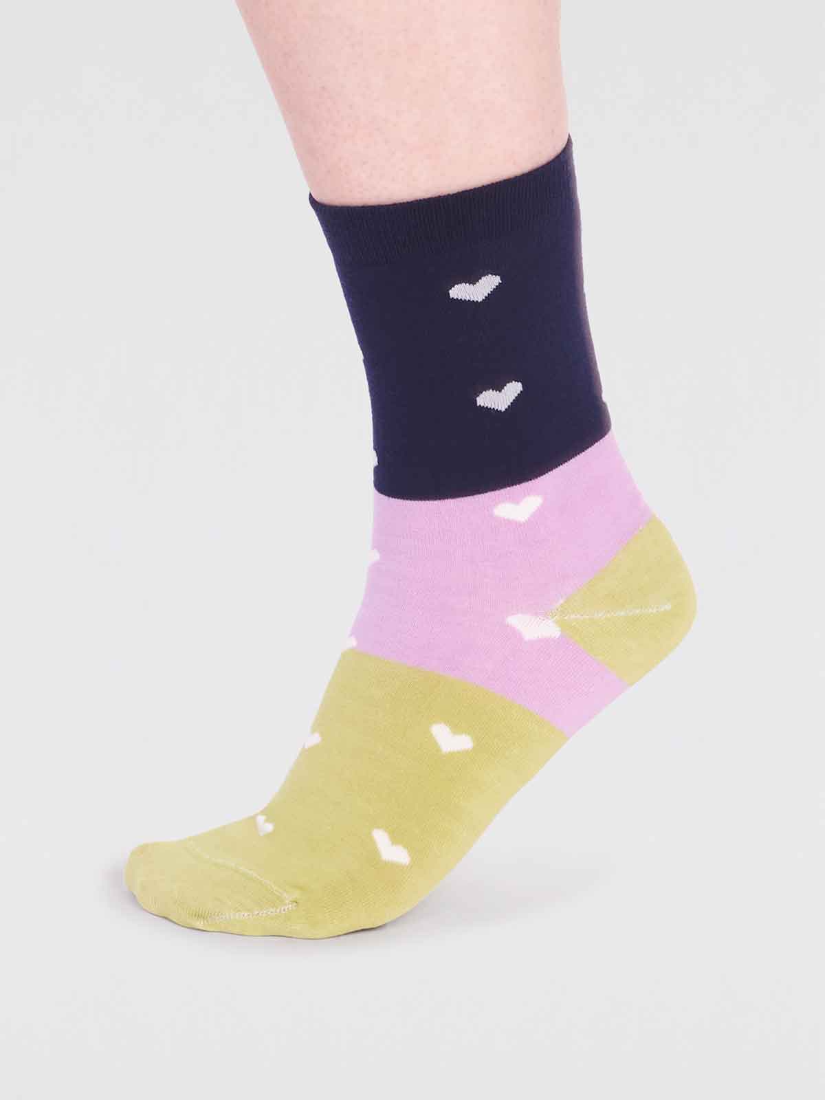 Nova Organic Cotton Heart Socks - Navy - Flockneti