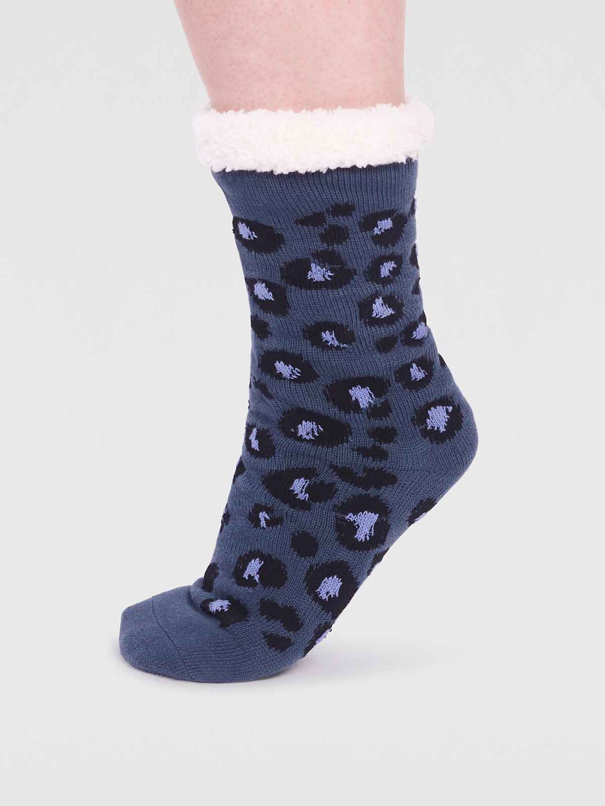 Sabel Organic Cotton Animal Cabin Sock - Slate Blue - Flockneti