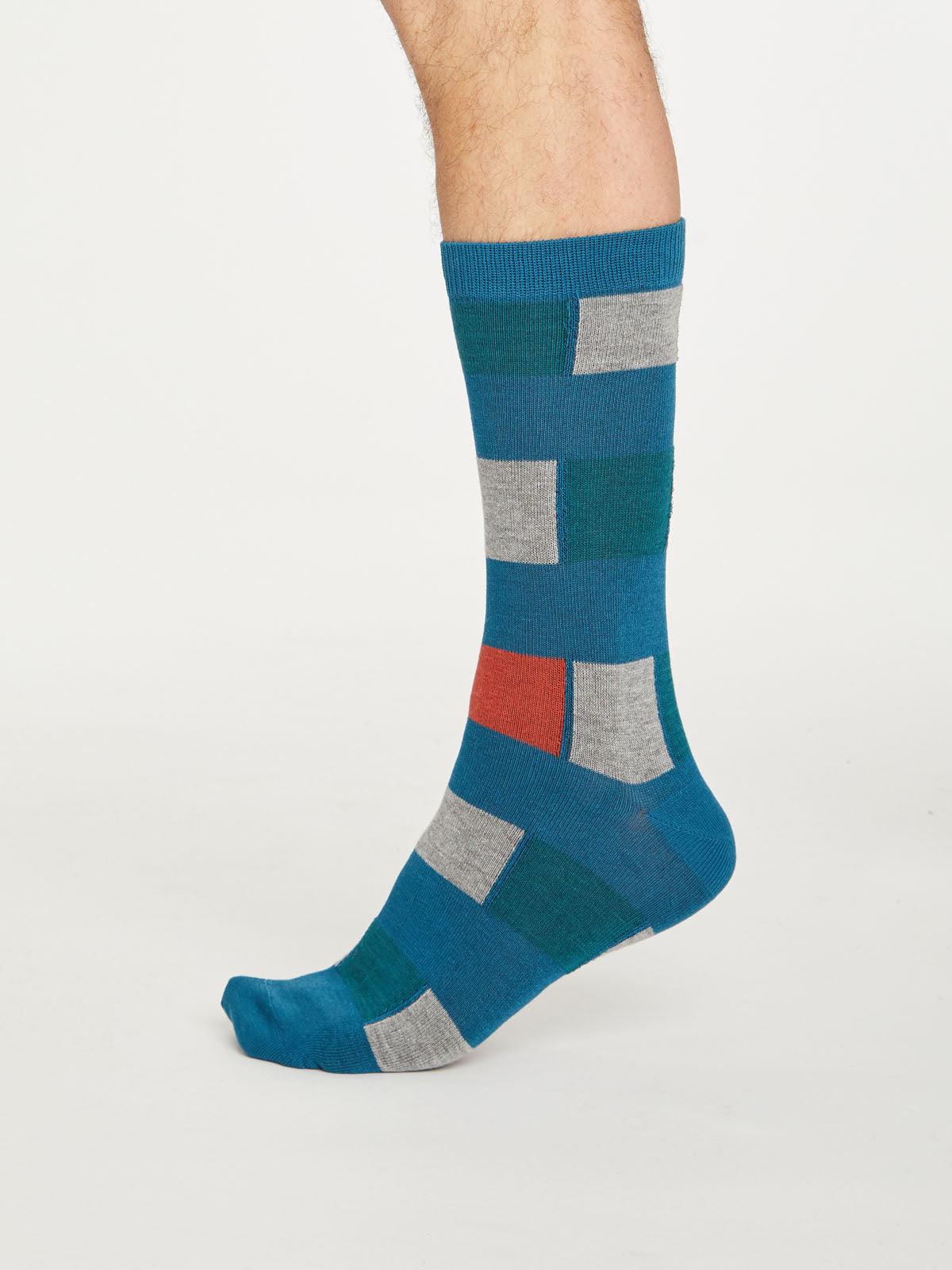 Geo Stripe Socks - Ink Blue - Flockneti