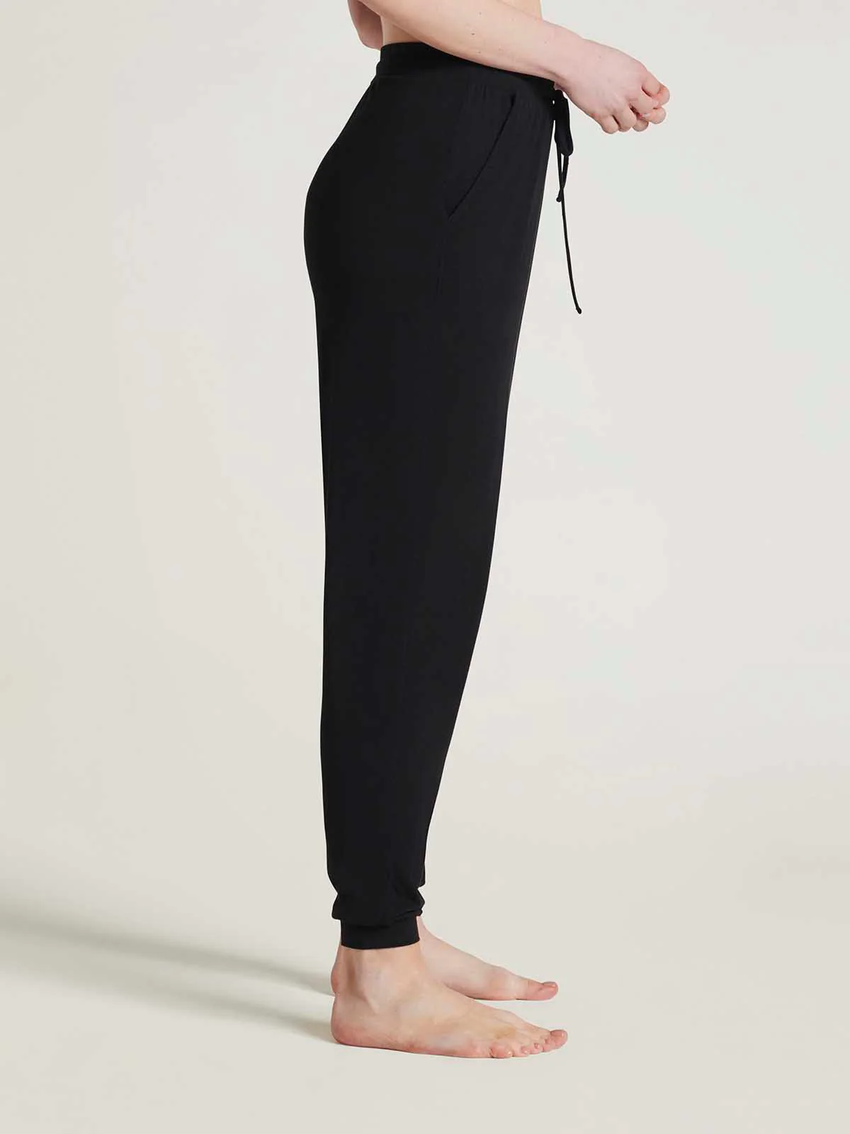 Emerson Tie Waist Bamboo Jersey Joggers - Black - Flockneti