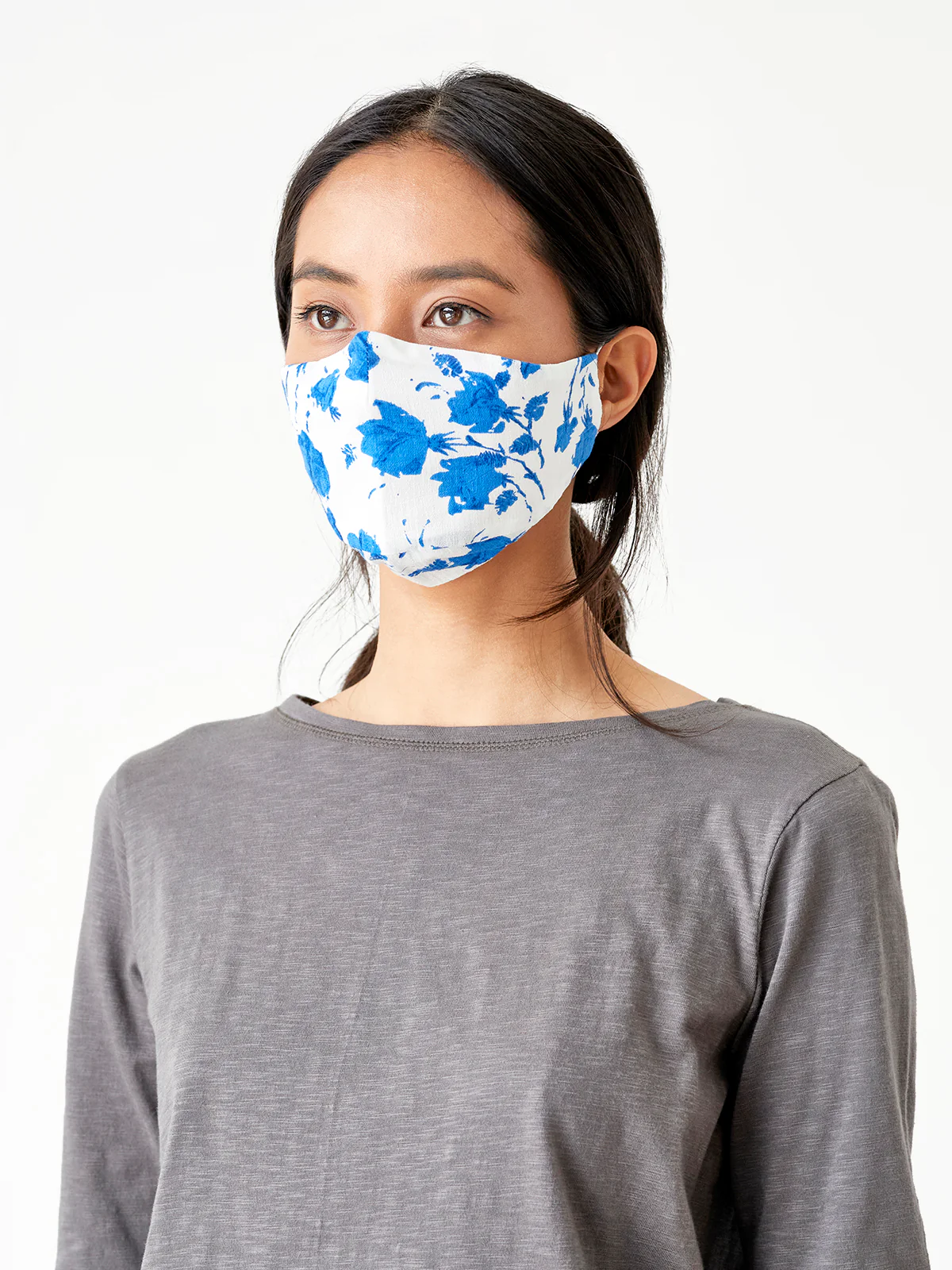 Organic Cotton Printed Face Mask - Angellica Blue - Flockneti